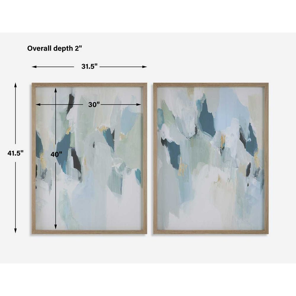 Uttermost Seabreeze Abstract Framed Canvas Prints - Set of 2