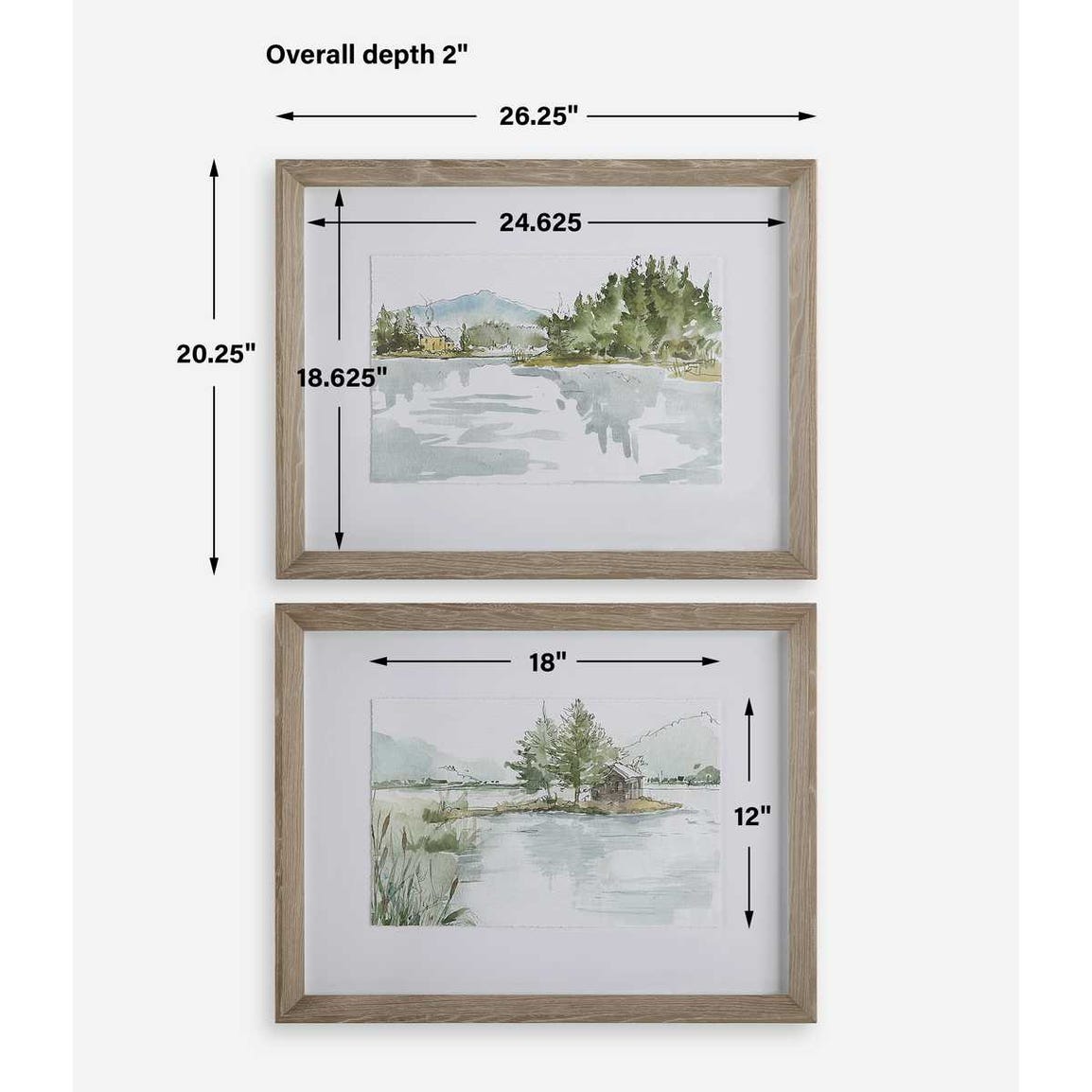 Uttermost Serene Lake Framed Prints - Set of 2