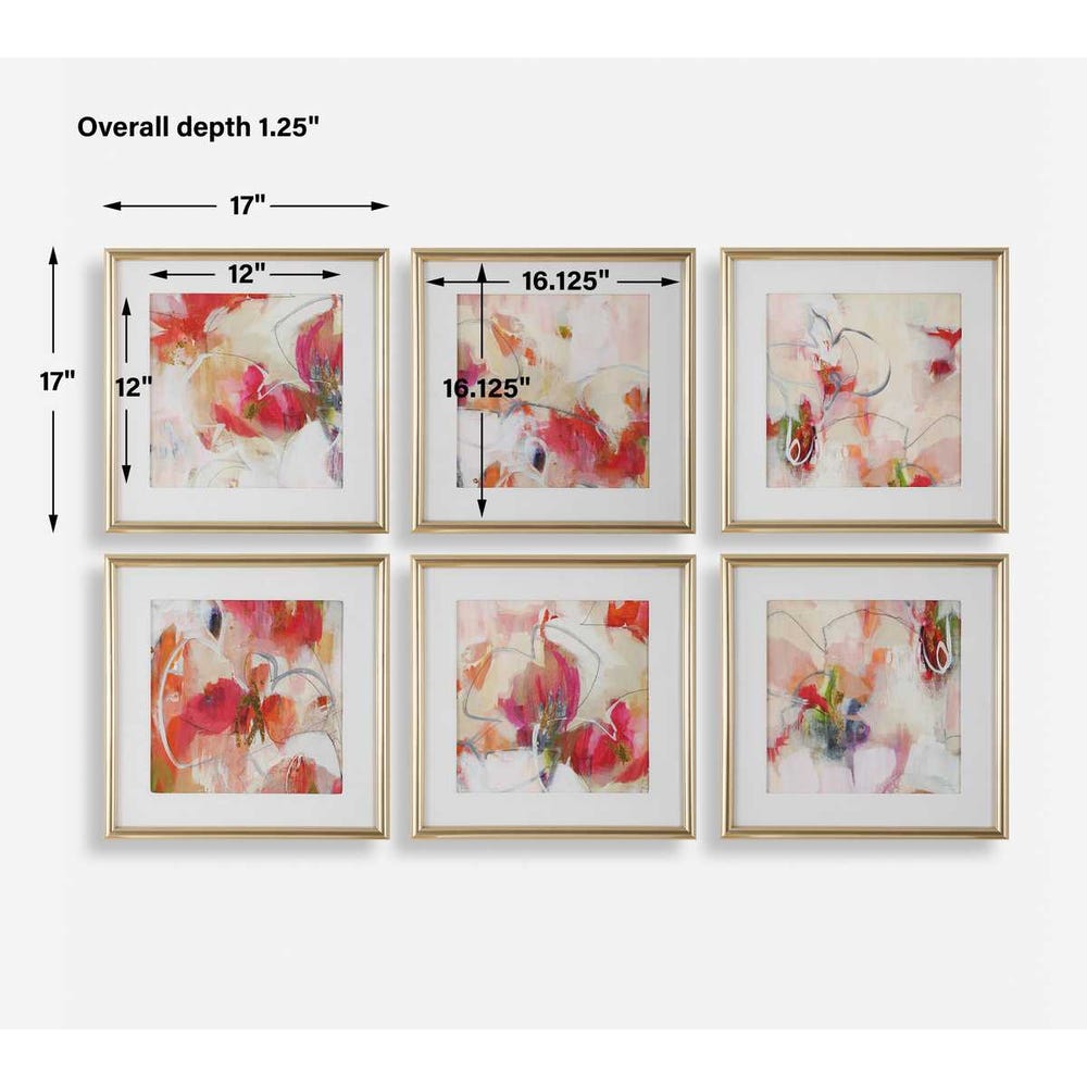 Uttermost Fresh Start Red Abstract Prints - Set of 6