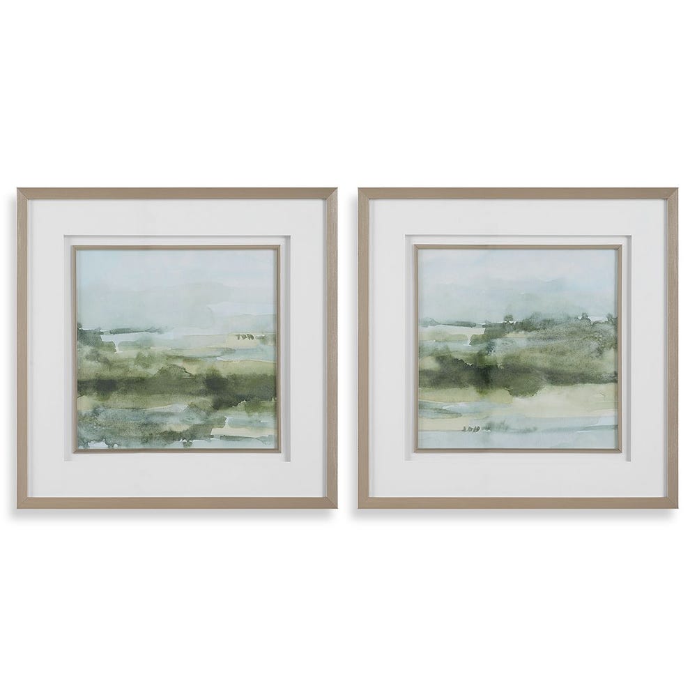 Uttermost Soft Sage Abstract Landscape Prints - Set of 2