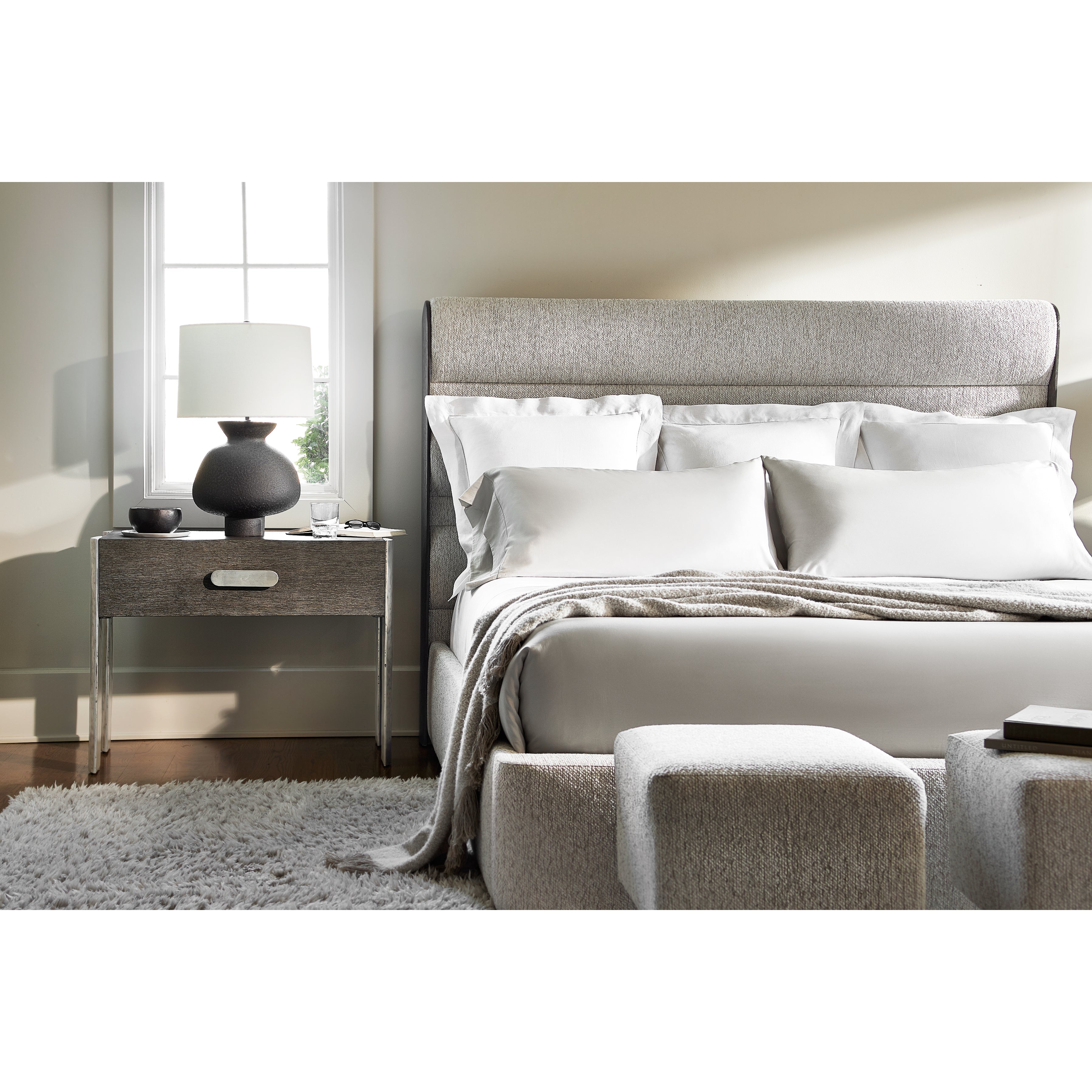 Prado Nightstand in Porcini & Bright Graphite Finishes by Bernhardt
