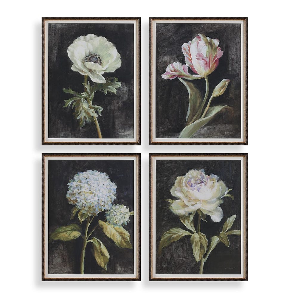 Uttermost Florals on Black Framed Prints - Set of 4