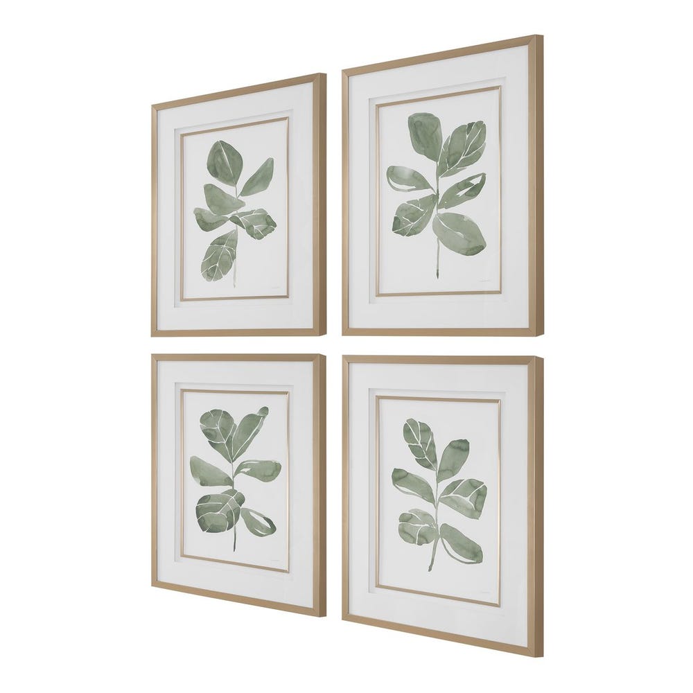Uttermost Fiddle Head Leaf Botanical Prints - Set of 4