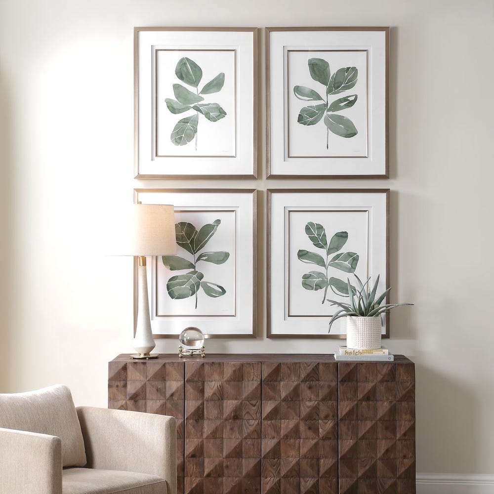 Uttermost Fiddle Head Leaf Botanical Prints - Set of 4
