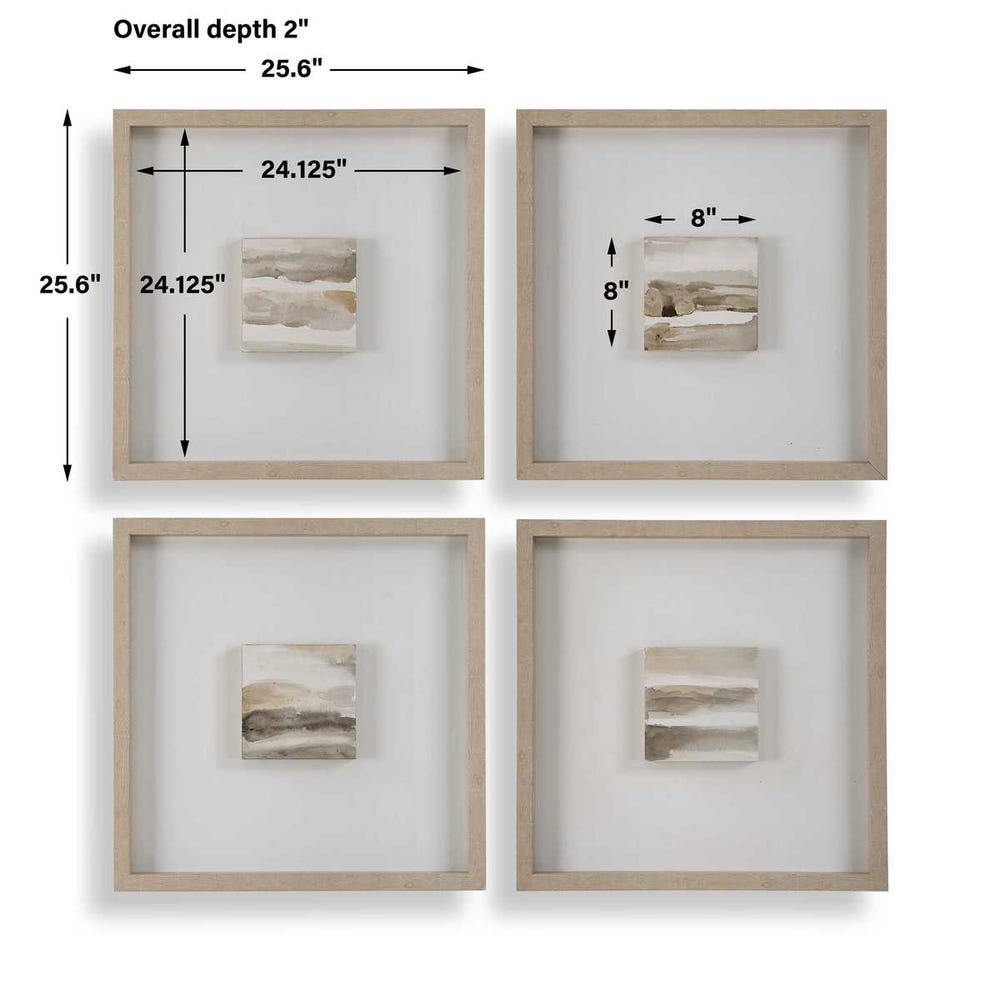 Uttermost Studying Sepia Hand Painted Canvases - Set of 4