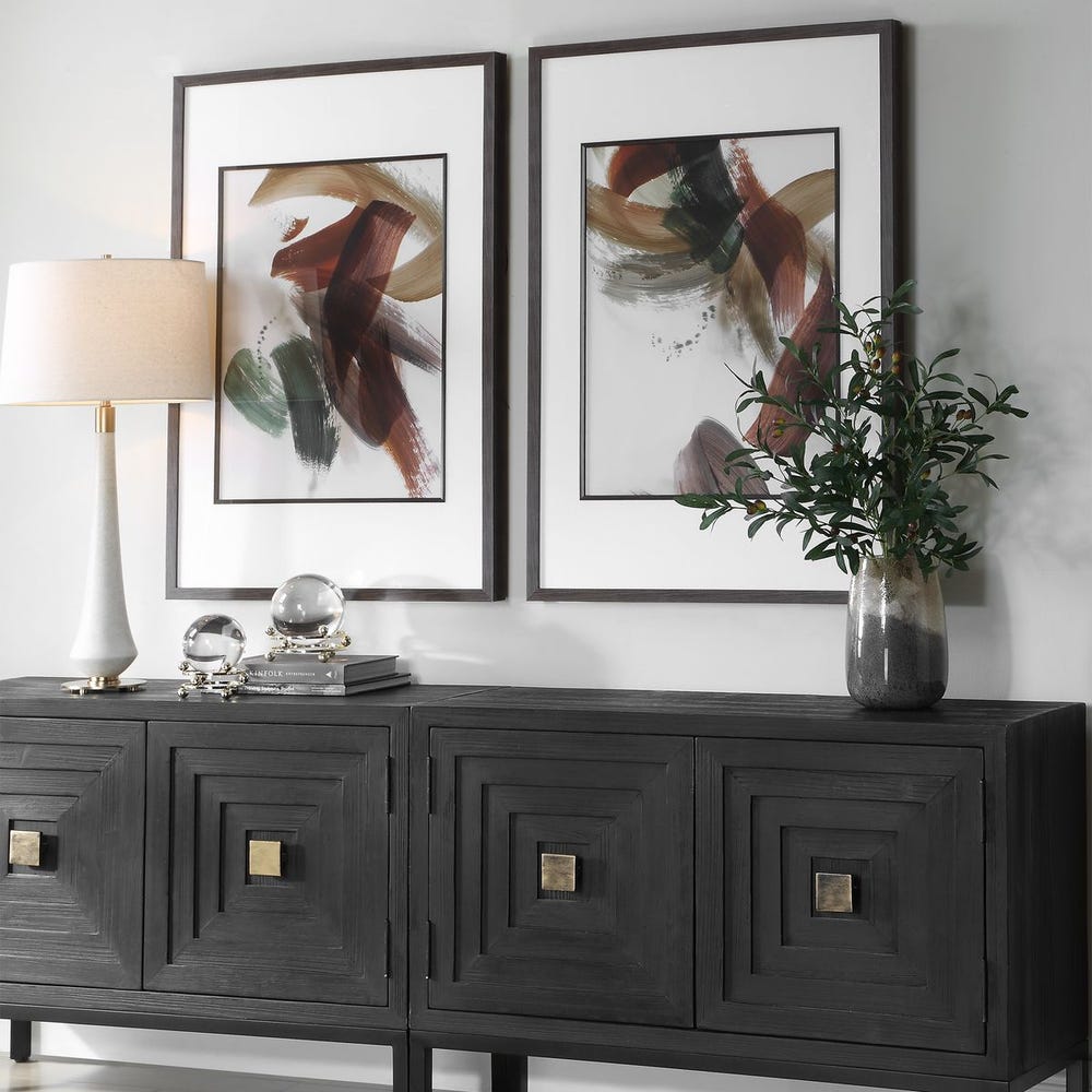 Uttermost Velocity Framed Abstract Prints - Set of 2