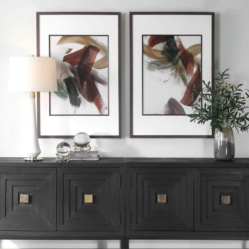 Uttermost Velocity Framed Abstract Prints - Set of 2