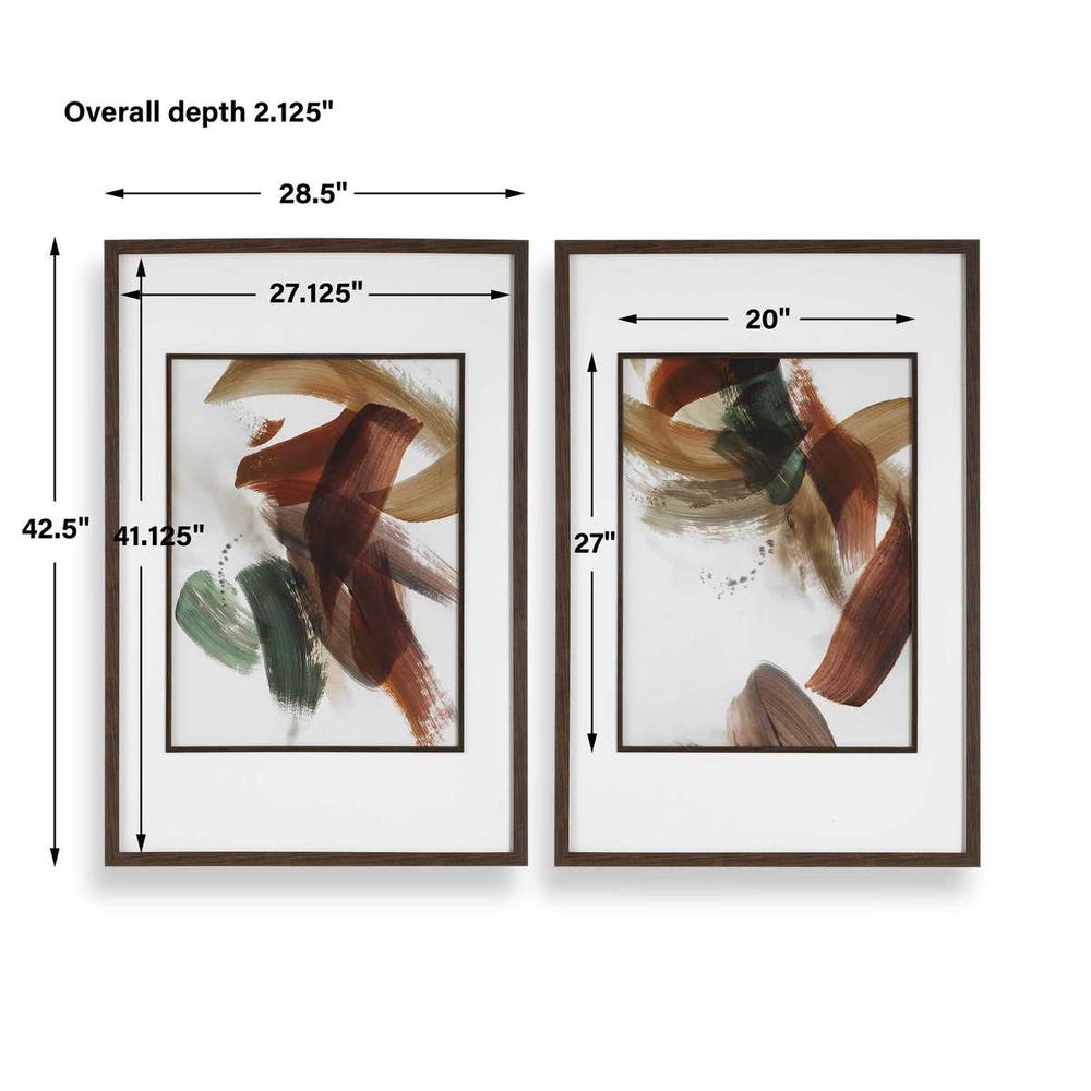 Uttermost Velocity Framed Abstract Prints - Set of 2