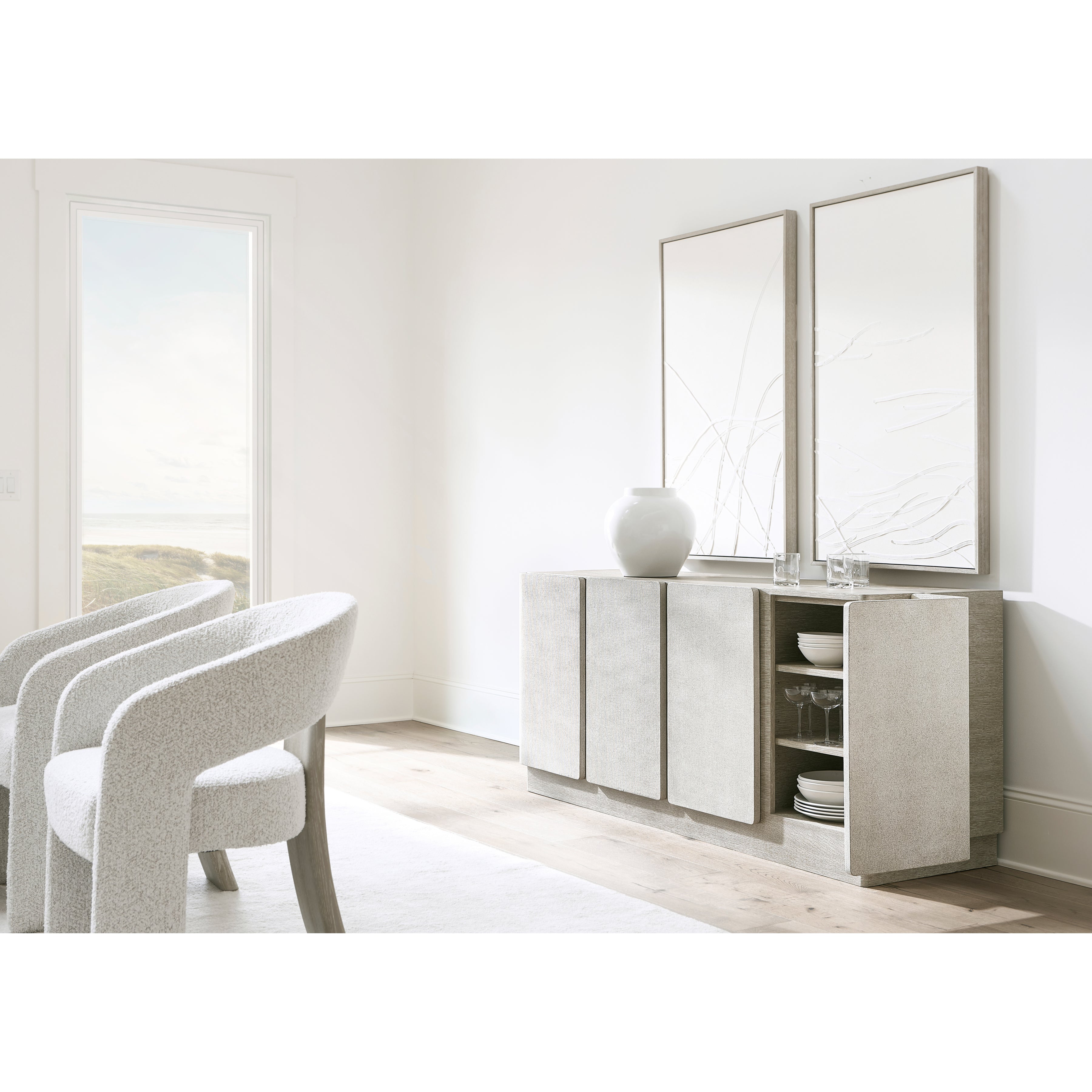 Arcadia Buffet with Raffla-wrapped doors by Bernhardt