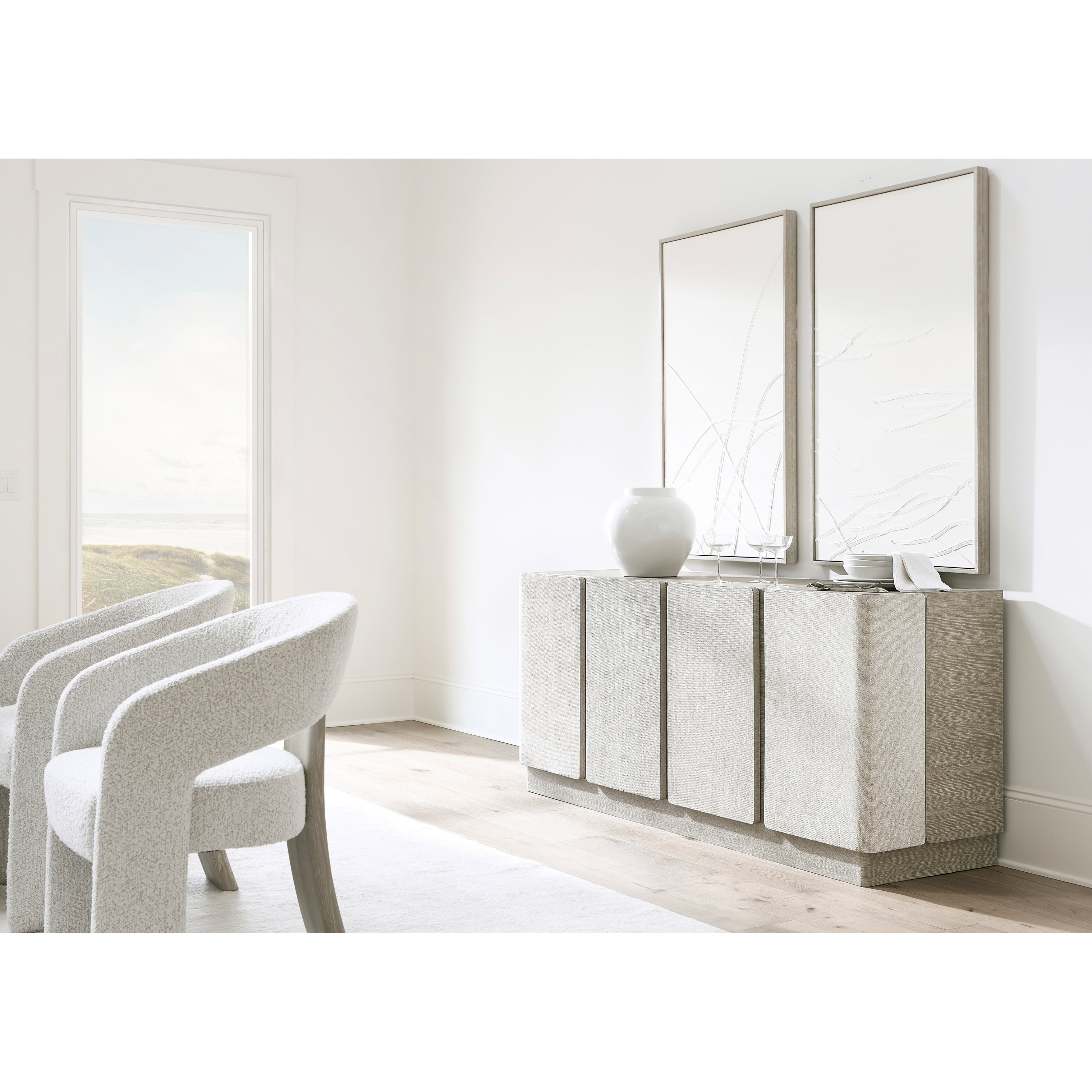 Arcadia Buffet with Raffla-wrapped doors by Bernhardt