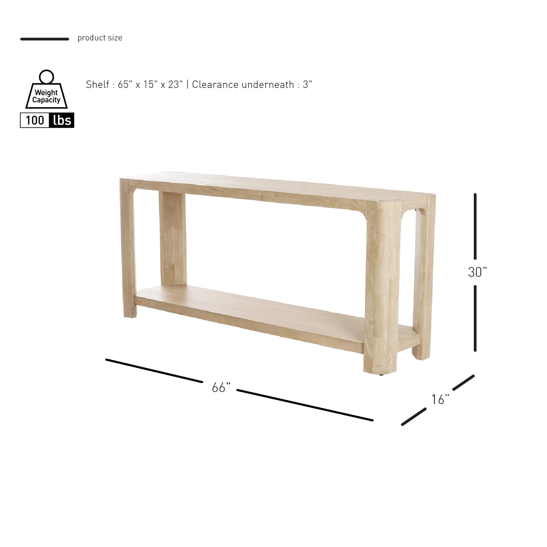 Trevin KD 66" Console Table with Shelf