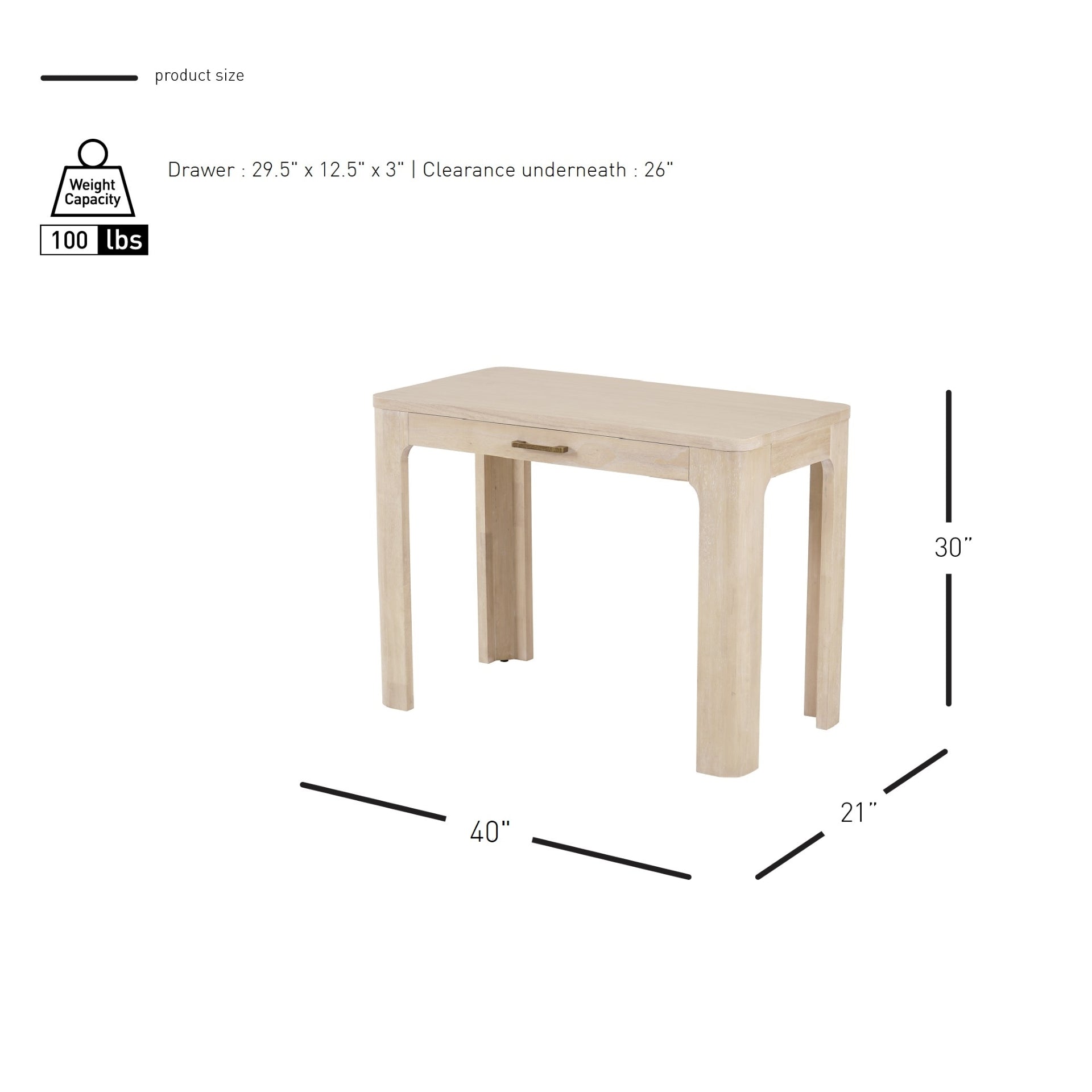 Trevin KD 1 Drawer Small Desk