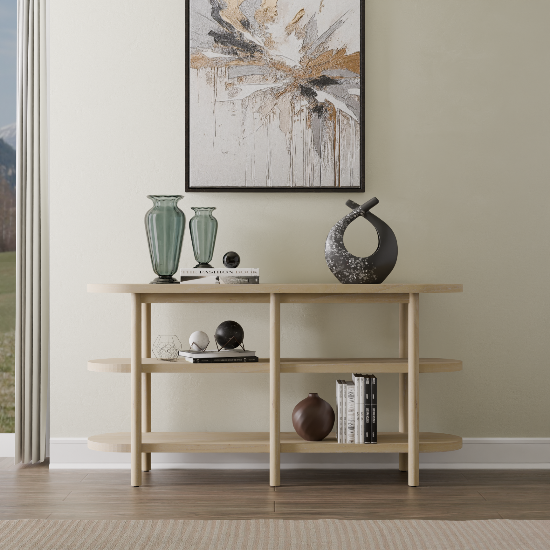 Lester Console Table with Shelves