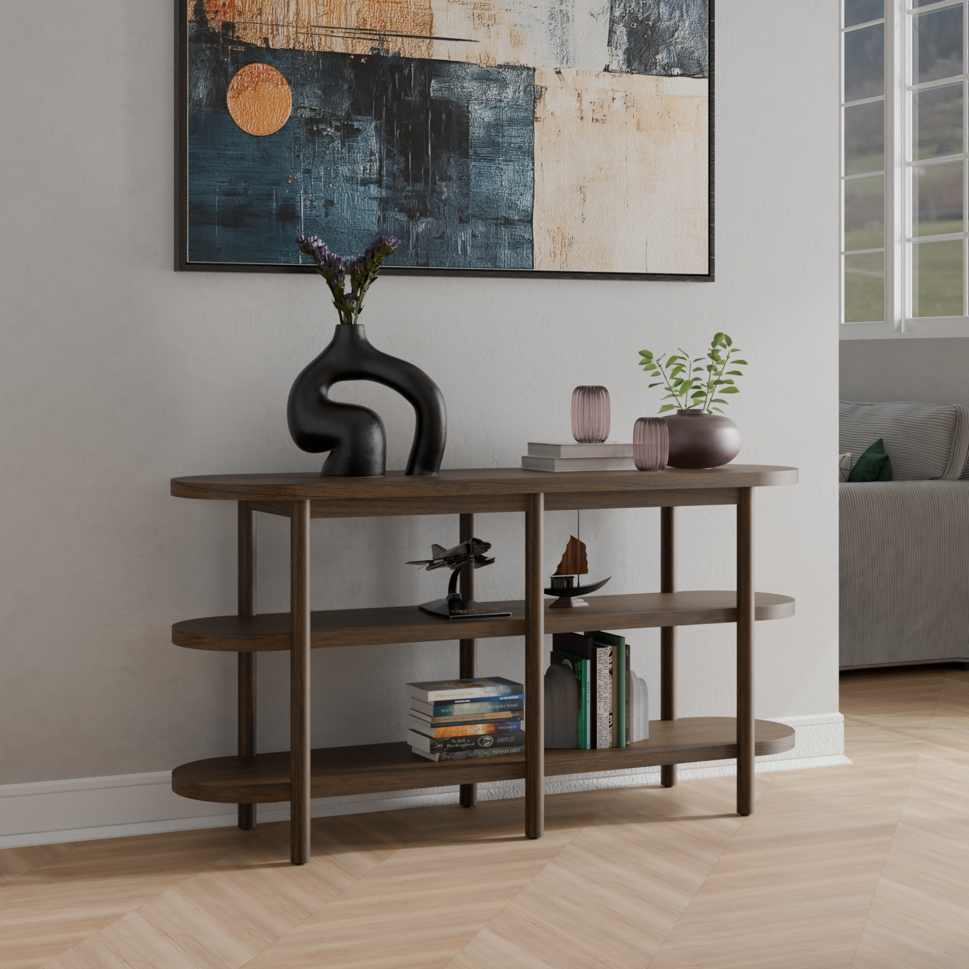 Lester Console Table with Shelves
