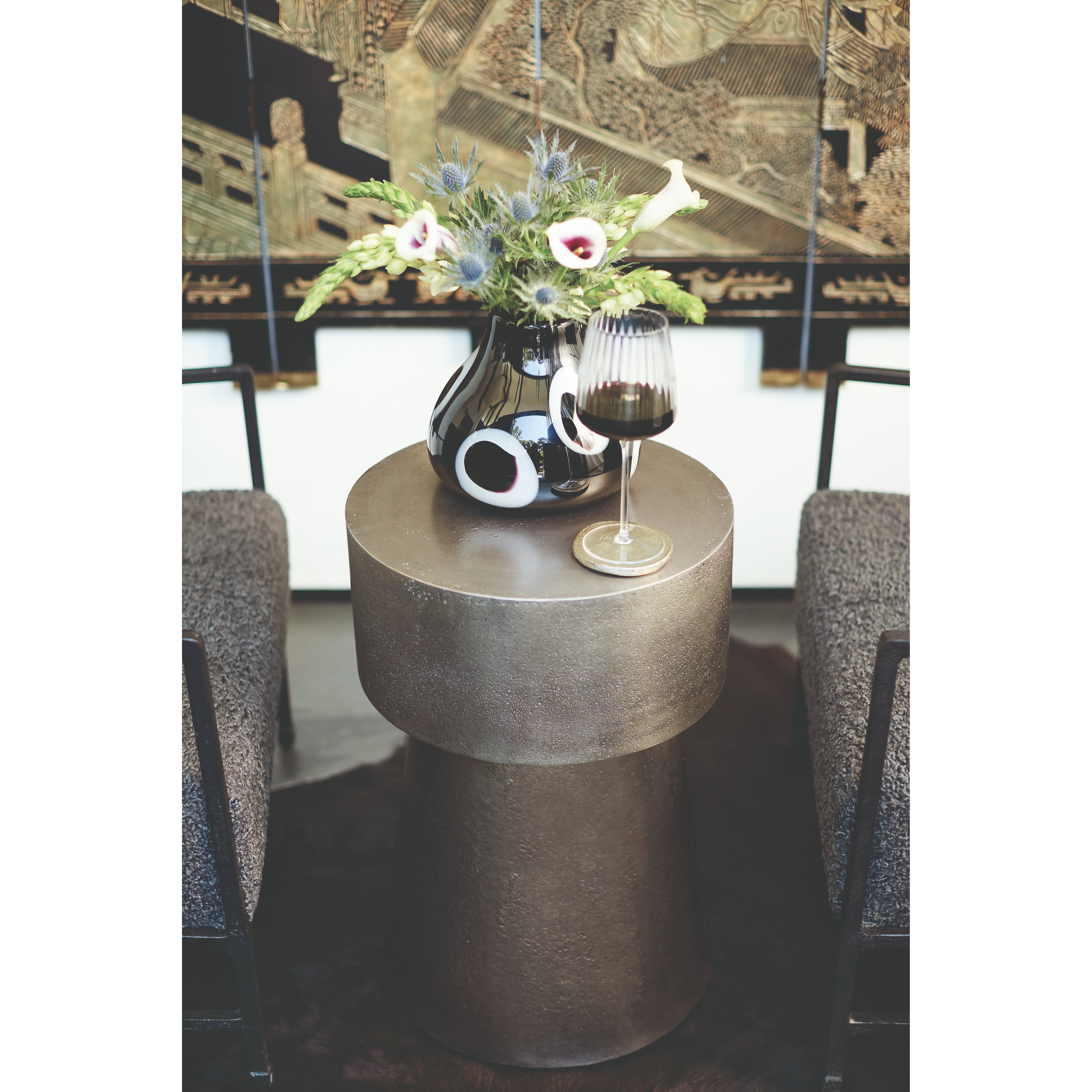 Linea Metal Round Side Table by Bernhardt