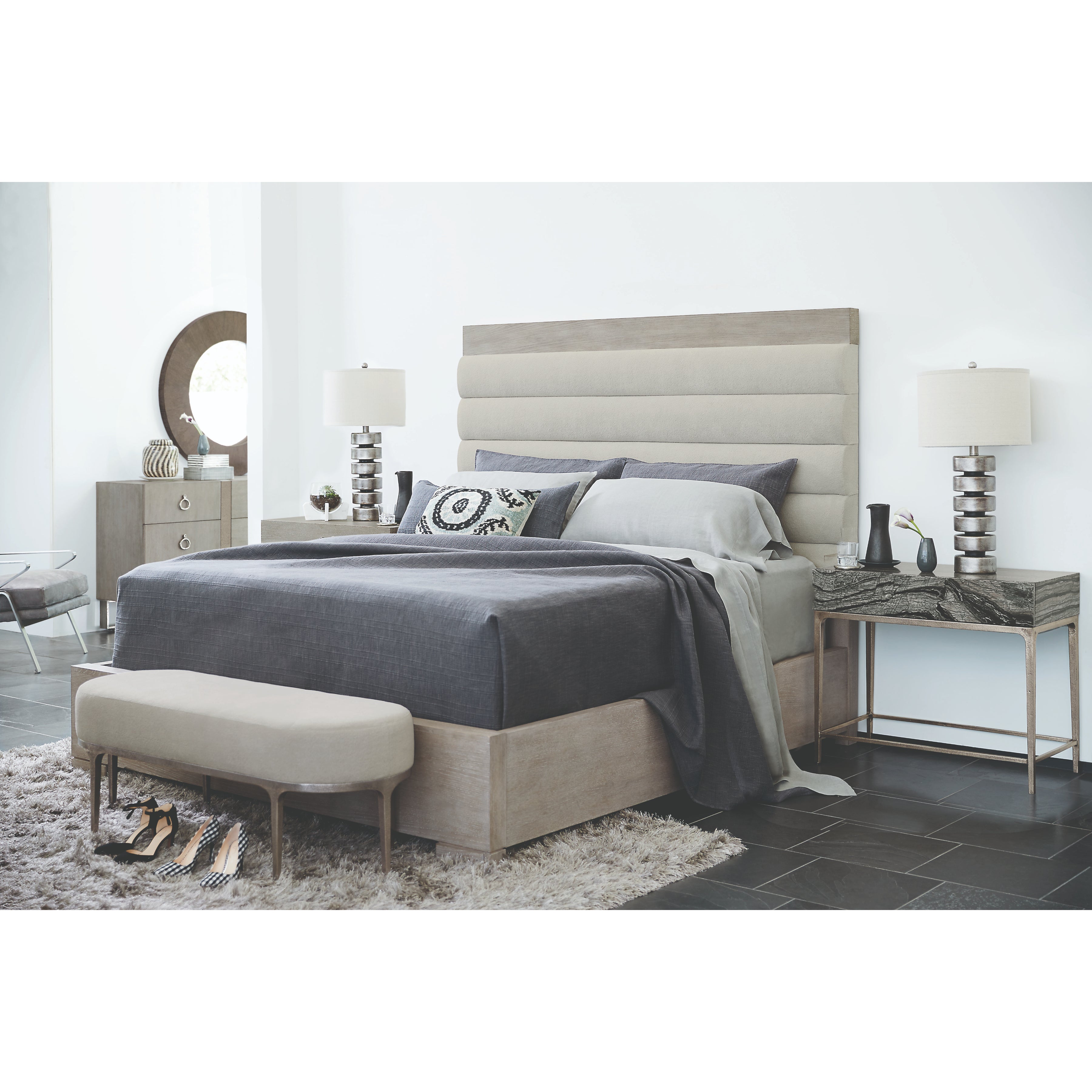 Linea Black Marble Nightstand by Bernhardt