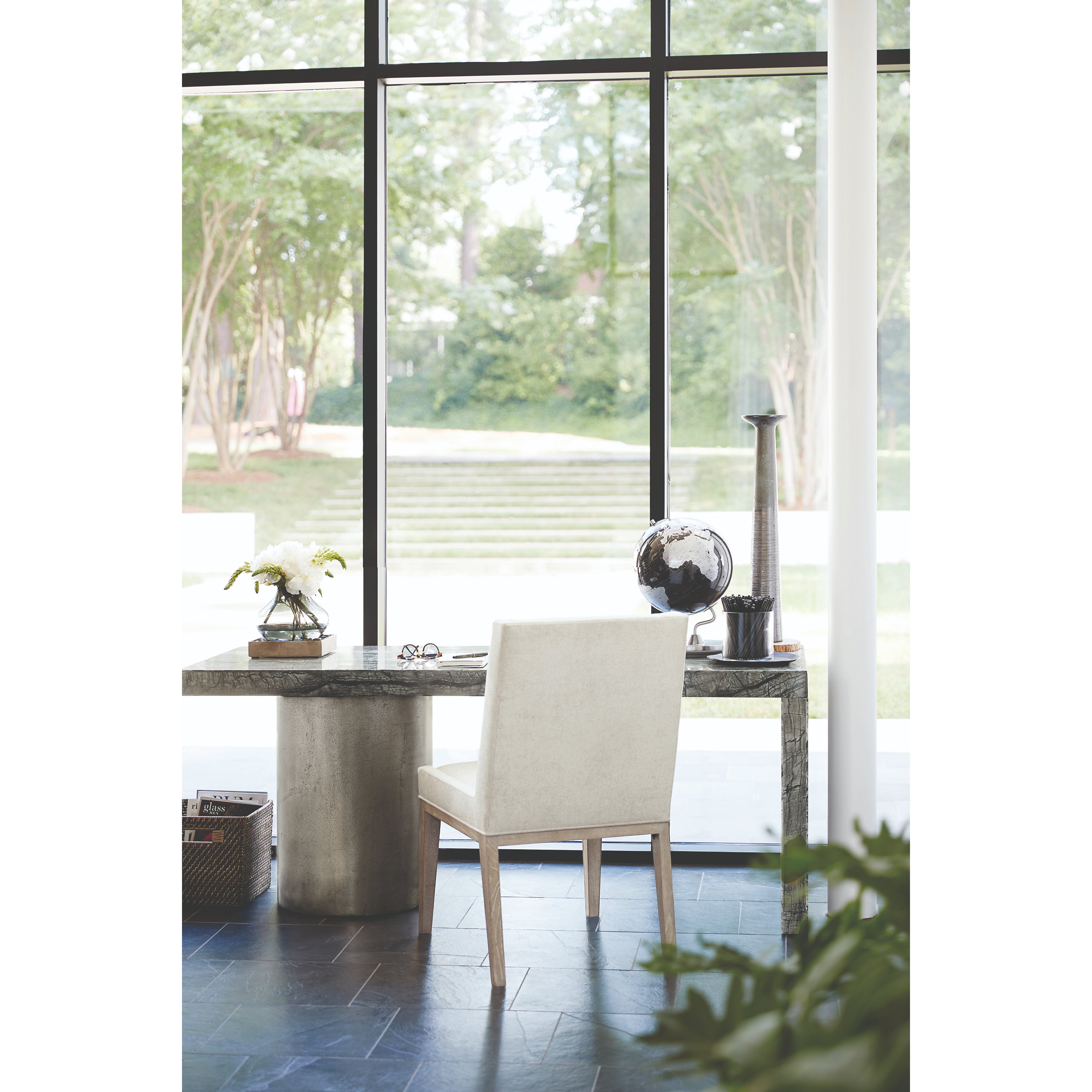 Linea Side Chair in Cerused Greige Finish by Bernhardt