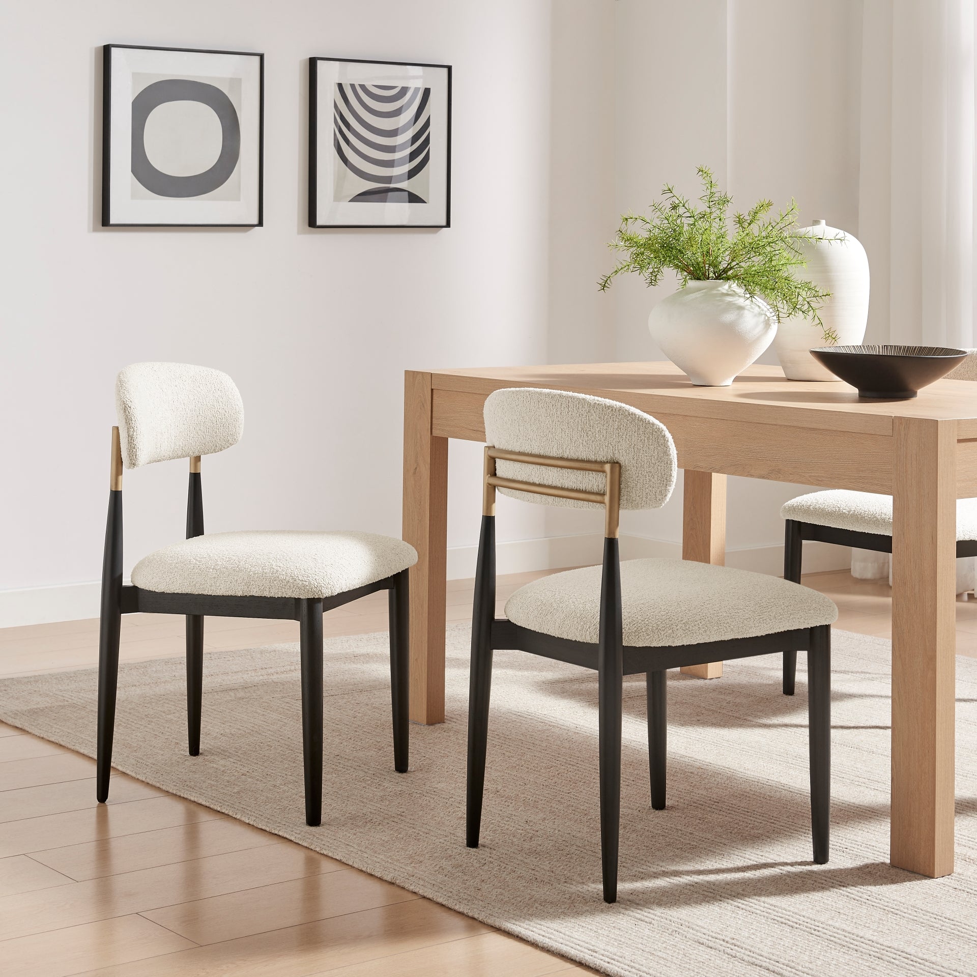 Verna Boucle Dining Side Chair Black Frame - Set of 2