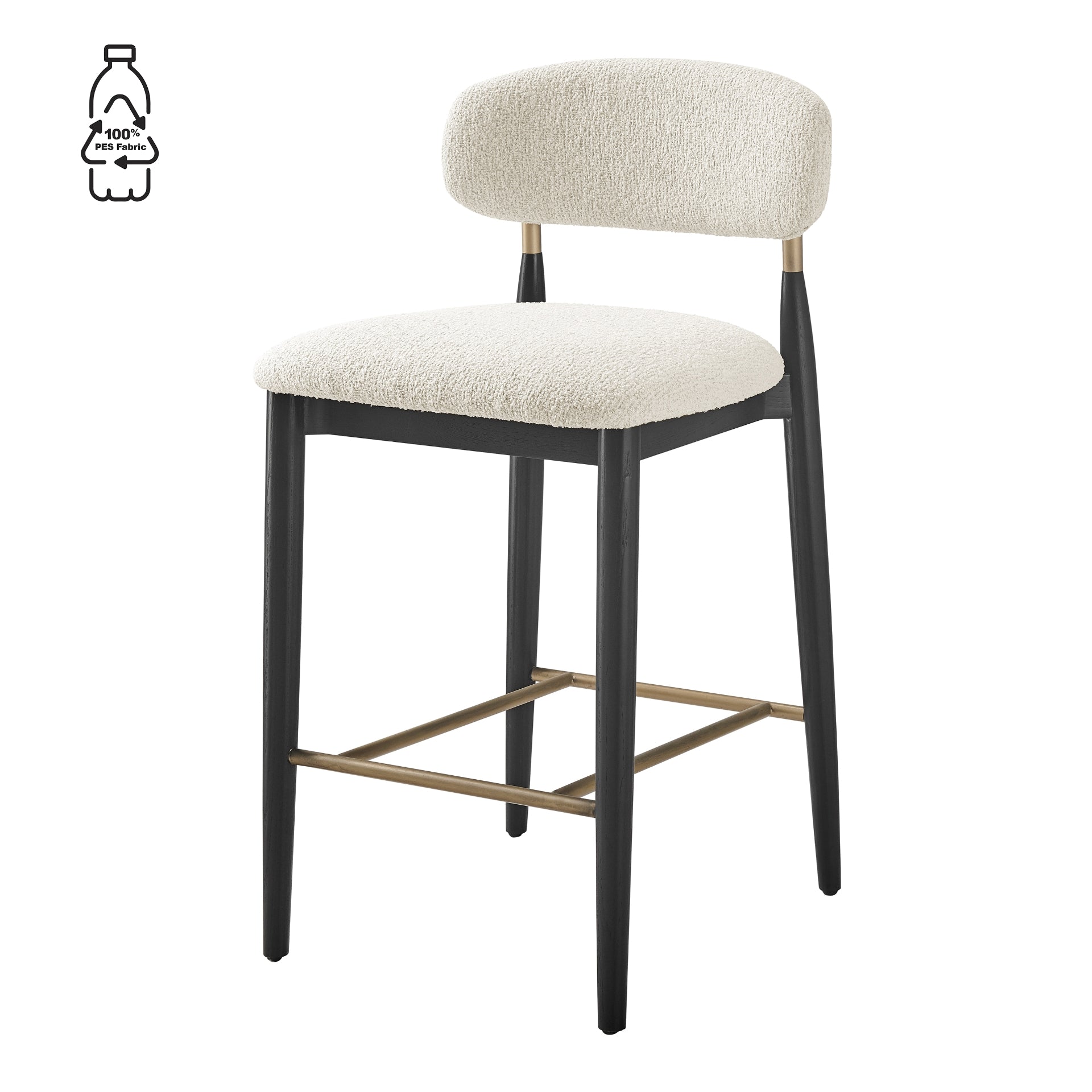 Verna Boucle Counter Stool Black Frame