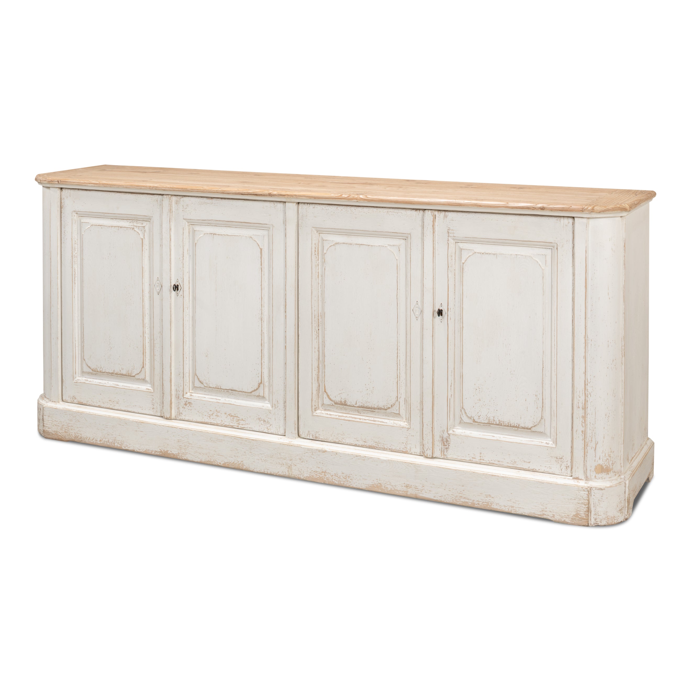 Antique Whitewash 4-Door Sideboard