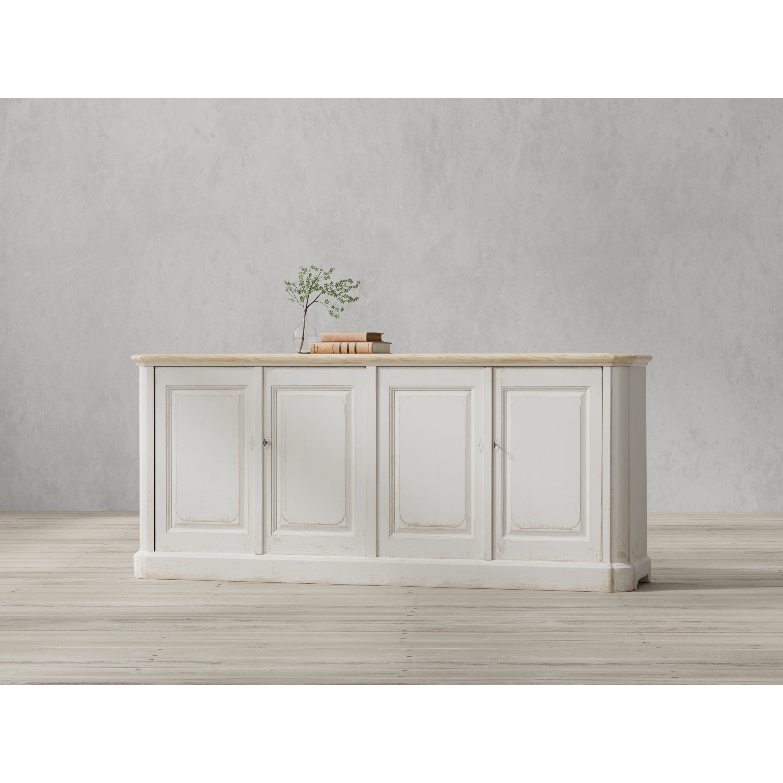 Antique Whitewash 4-Door Sideboard