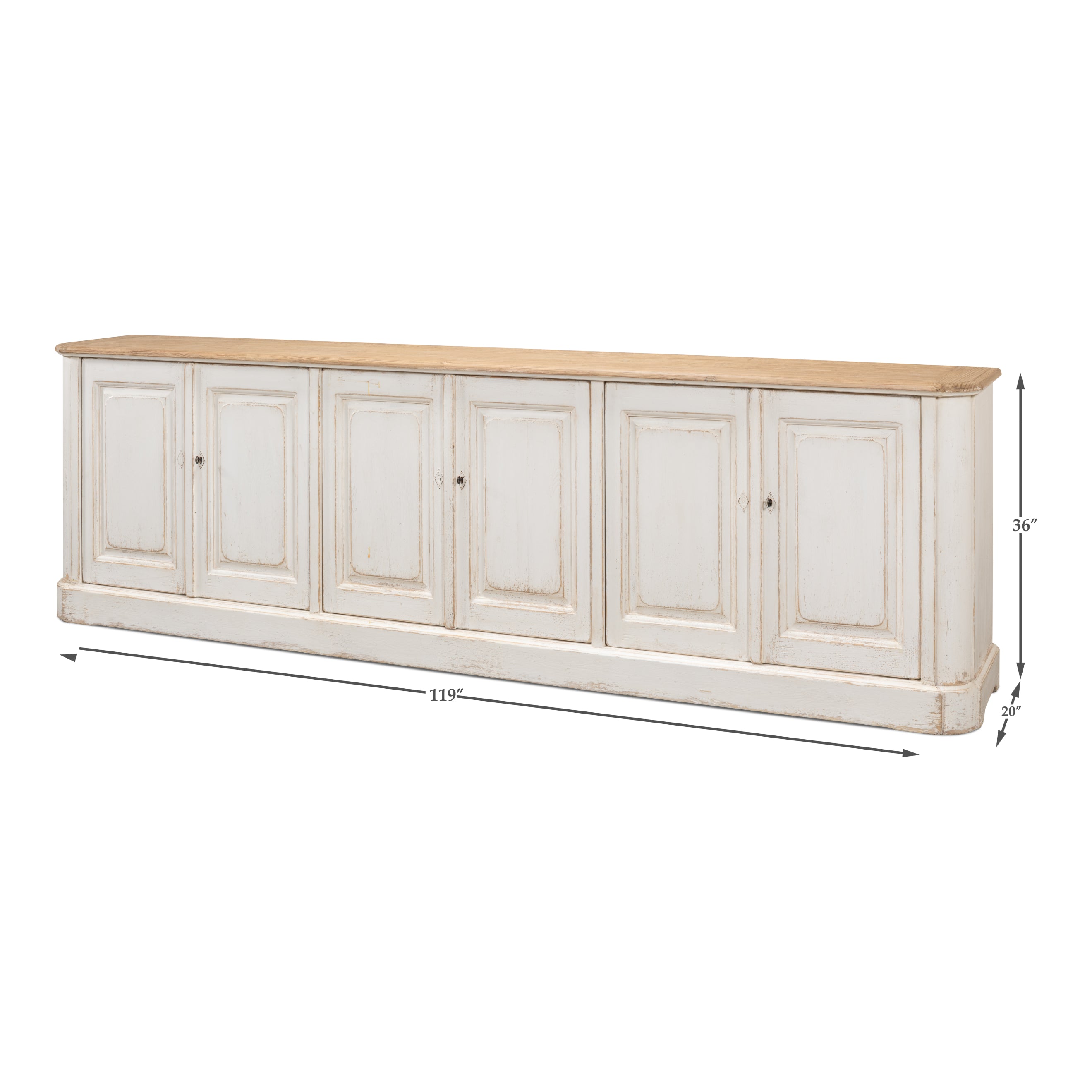 6 Door Sideboard Antique Whitewash