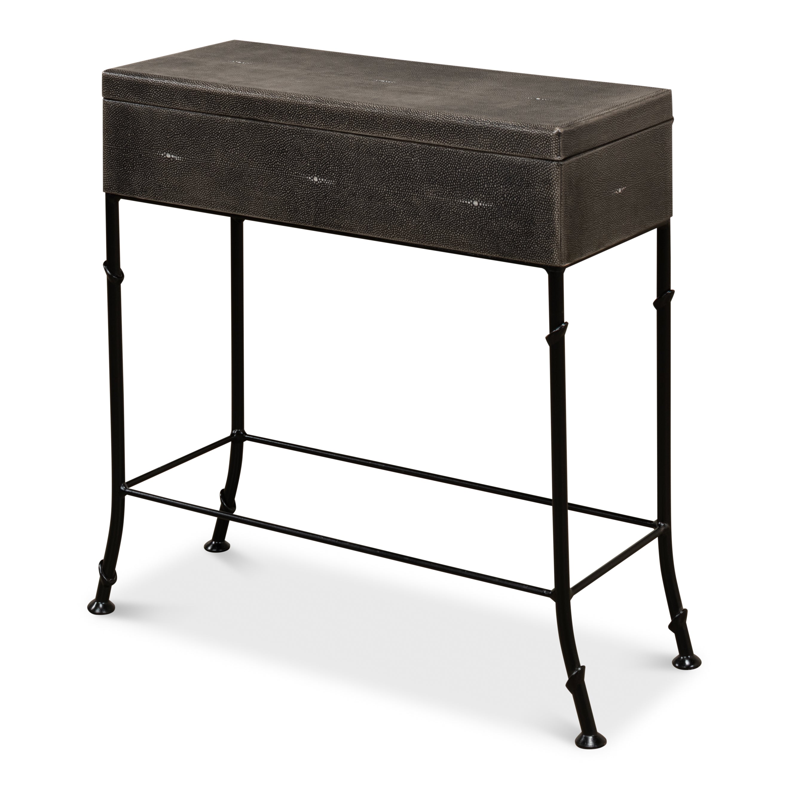 Gray Leather Shagreen Box on Stand