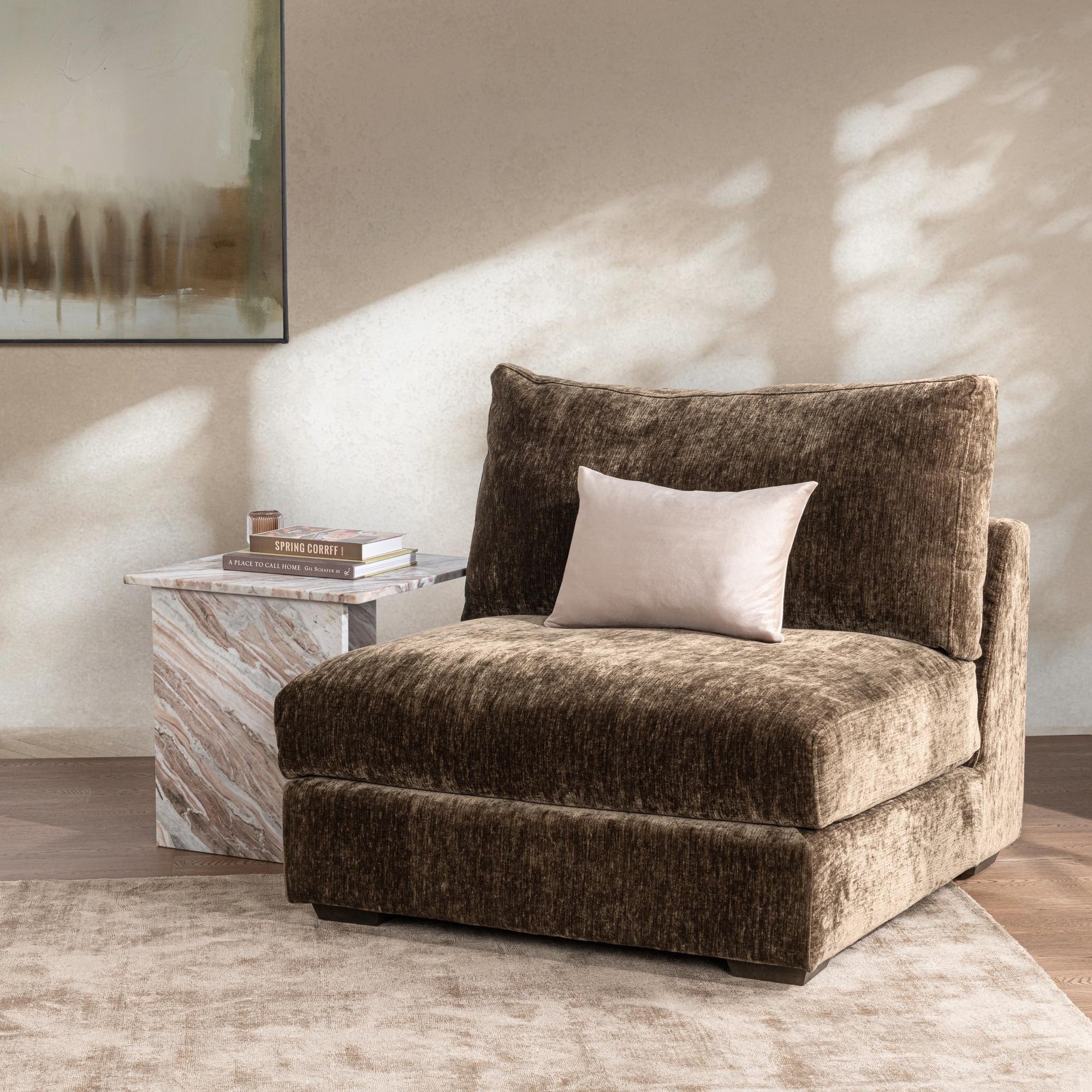 Ludwig Armless Chair - Mossed Brown