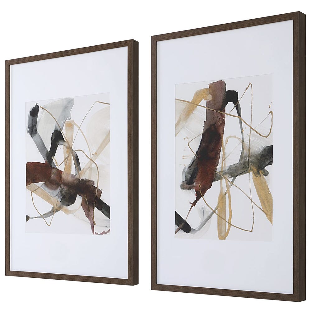 Uttermost Burgundy Interjection Abstract Prints - Set of 2