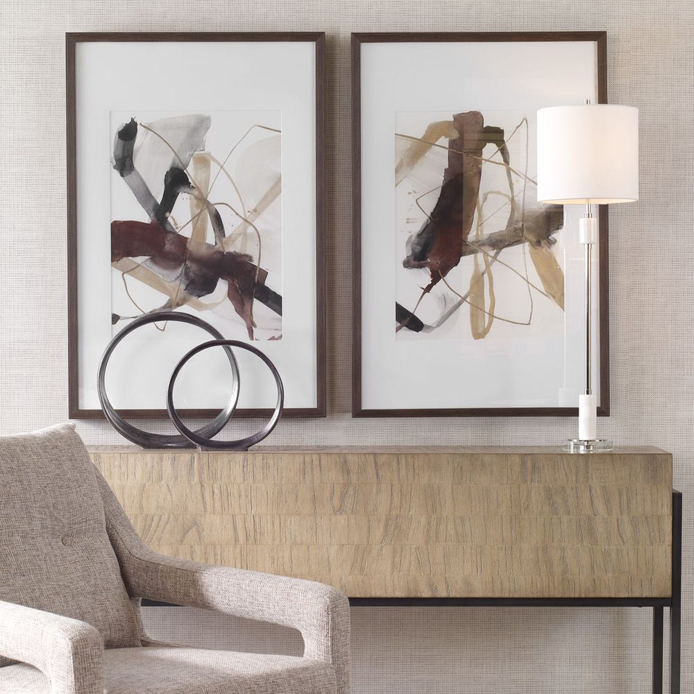 Uttermost Burgundy Interjection Abstract Prints - Set of 2