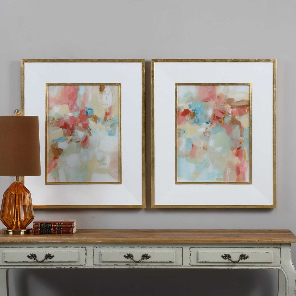 Uttermost A Touch of Blush and Rosewood Fences Art - Set of 2