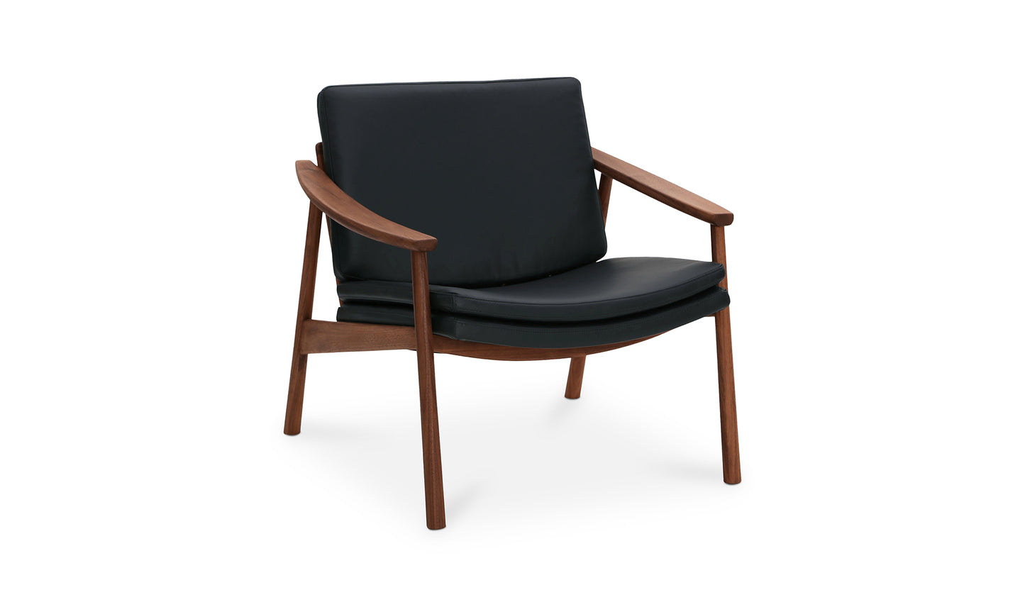 Load image into Gallery viewer, Harlowe Lounge Chair PEBBLED BLACK LEATHERAccent Chair Moe&amp;#39;s  PEBBLED BLACK LEATHER   Four Hands, Mid Century Modern Furniture, Old Bones Furniture Company, Old Bones Co, Modern Mid Century, Designer Furniture, https://www.oldbonesco.com/
