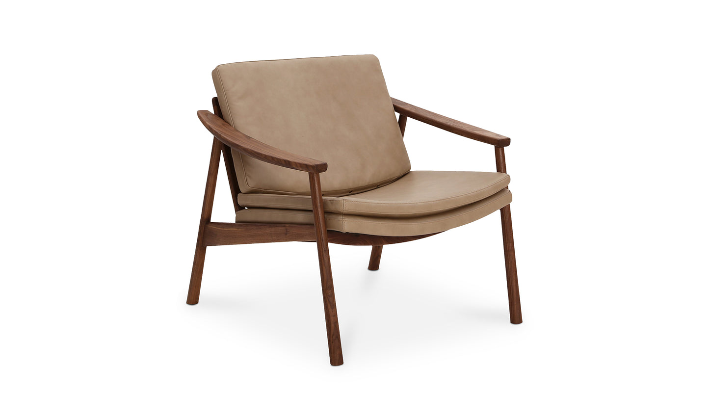Harlowe Lounge Chair SOFT BROWN LEATHERAccent Chair Moe's  SOFT BROWN LEATHER   Four Hands, Mid Century Modern Furniture, Old Bones Furniture Company, Old Bones Co, Modern Mid Century, Designer Furniture, https://www.oldbonesco.com/
