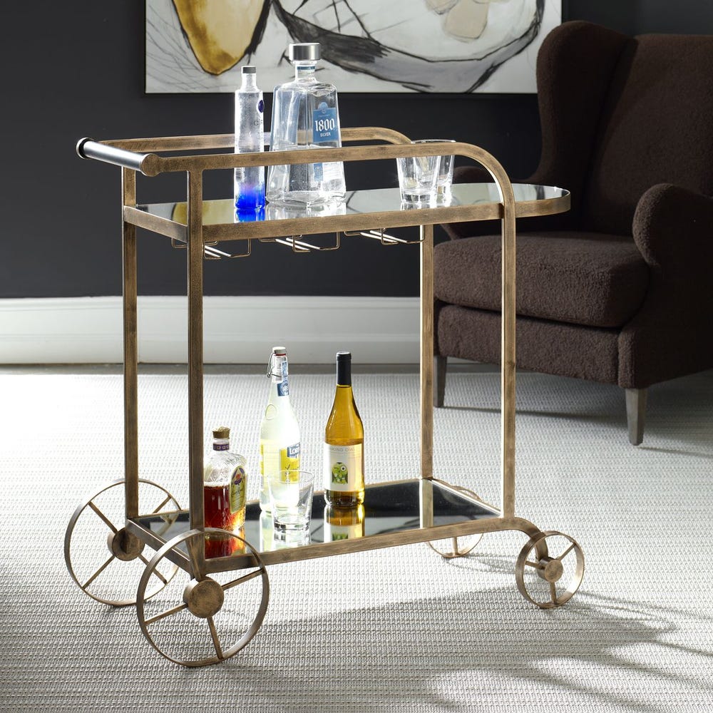 Uttermost Carrinho Antique Brass Bar Cart