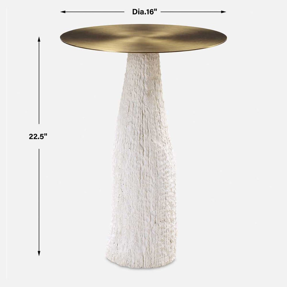 Uttermost Hollen White Stone Accent Table