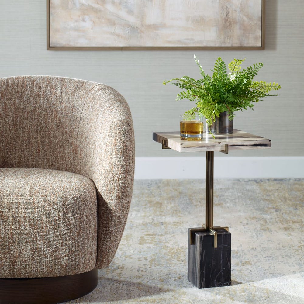 Uttermost Rowman Petrified Wood Accent Table