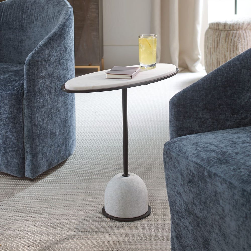 Uttermost Morro White Marble Side Table