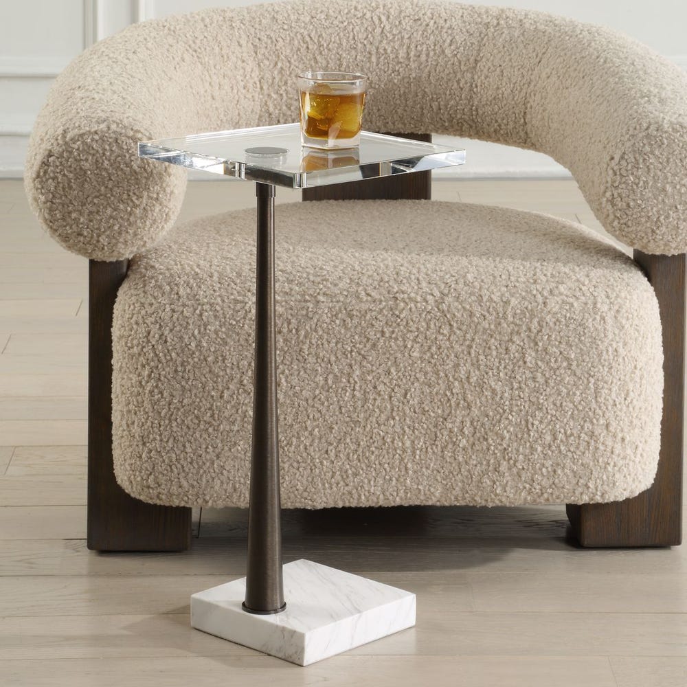 Uttermost Pelton Marble Glass Drink Table