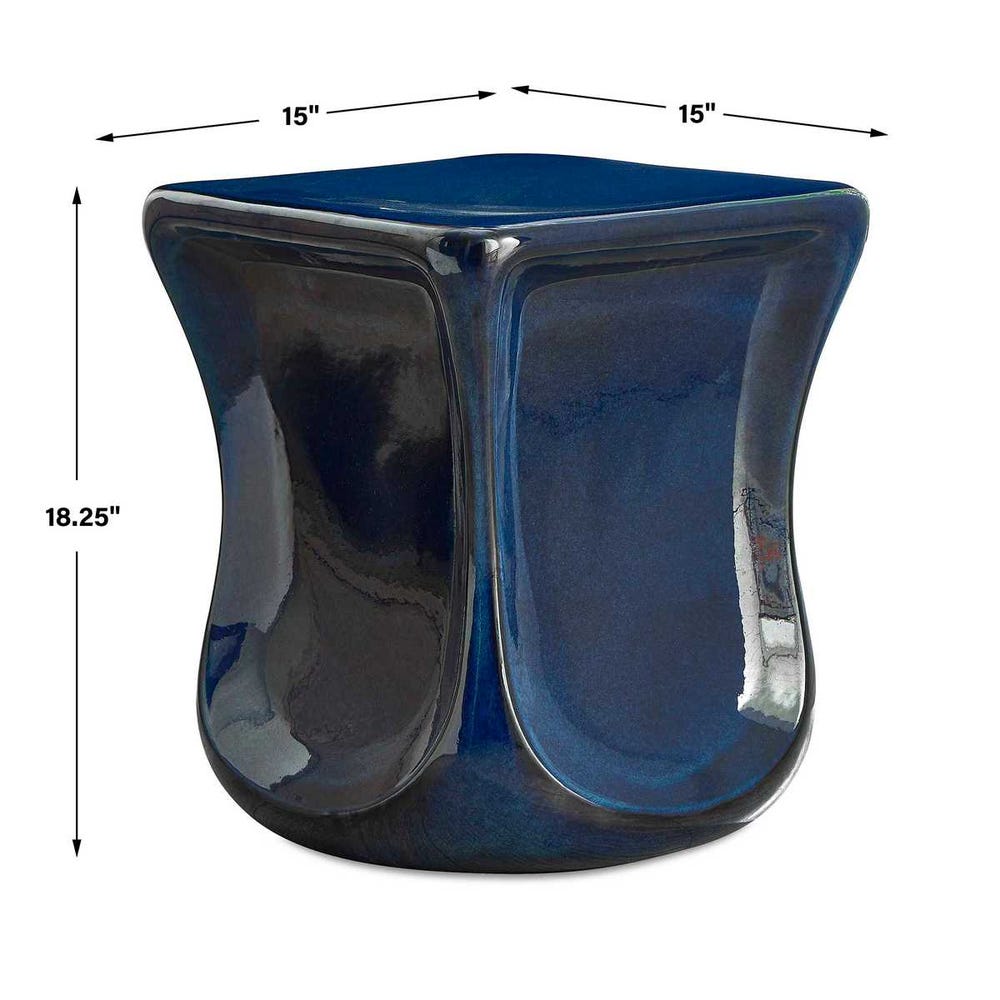 Uttermost Kaz Deep Blue Garden Stool