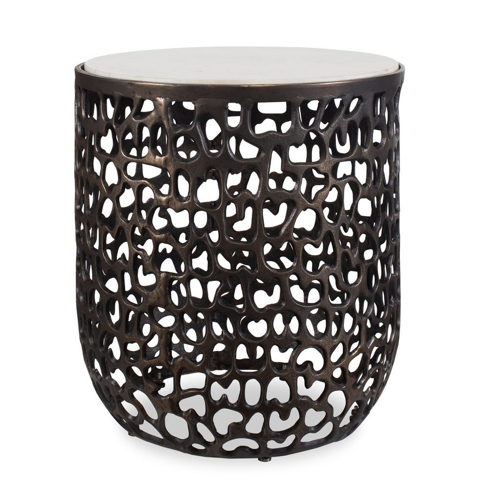 Uttermost Sabena White Marble Outdoor Side Table