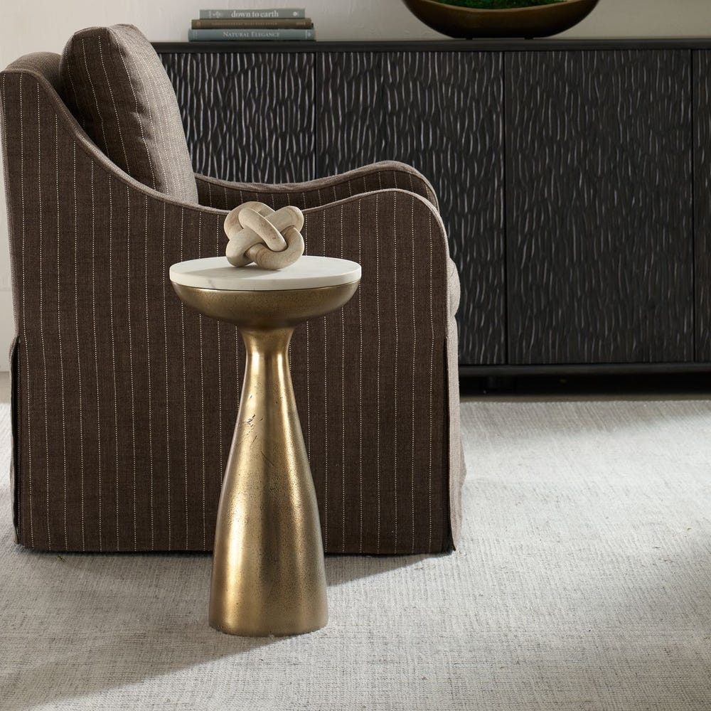 Uttermost Torin Marble & Brass Drink Table