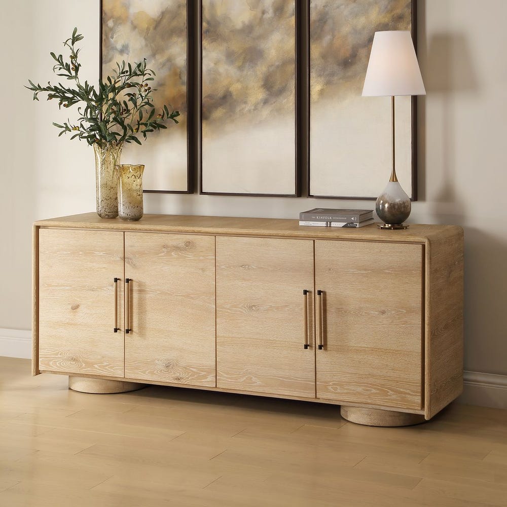 Uttermost Evanston 4 Door Natural Oak Cabinet