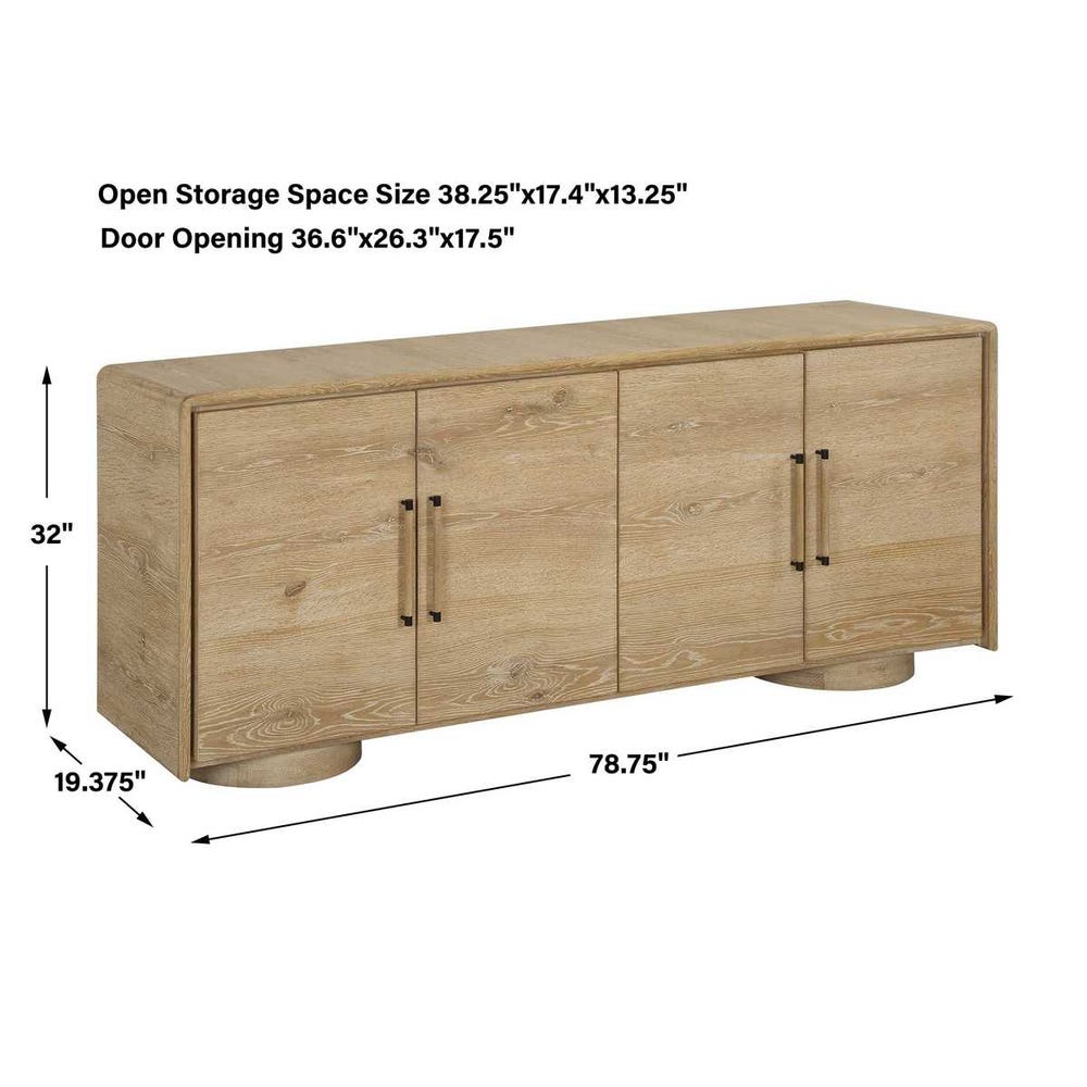 Uttermost Evanston 4 Door Natural Oak Cabinet