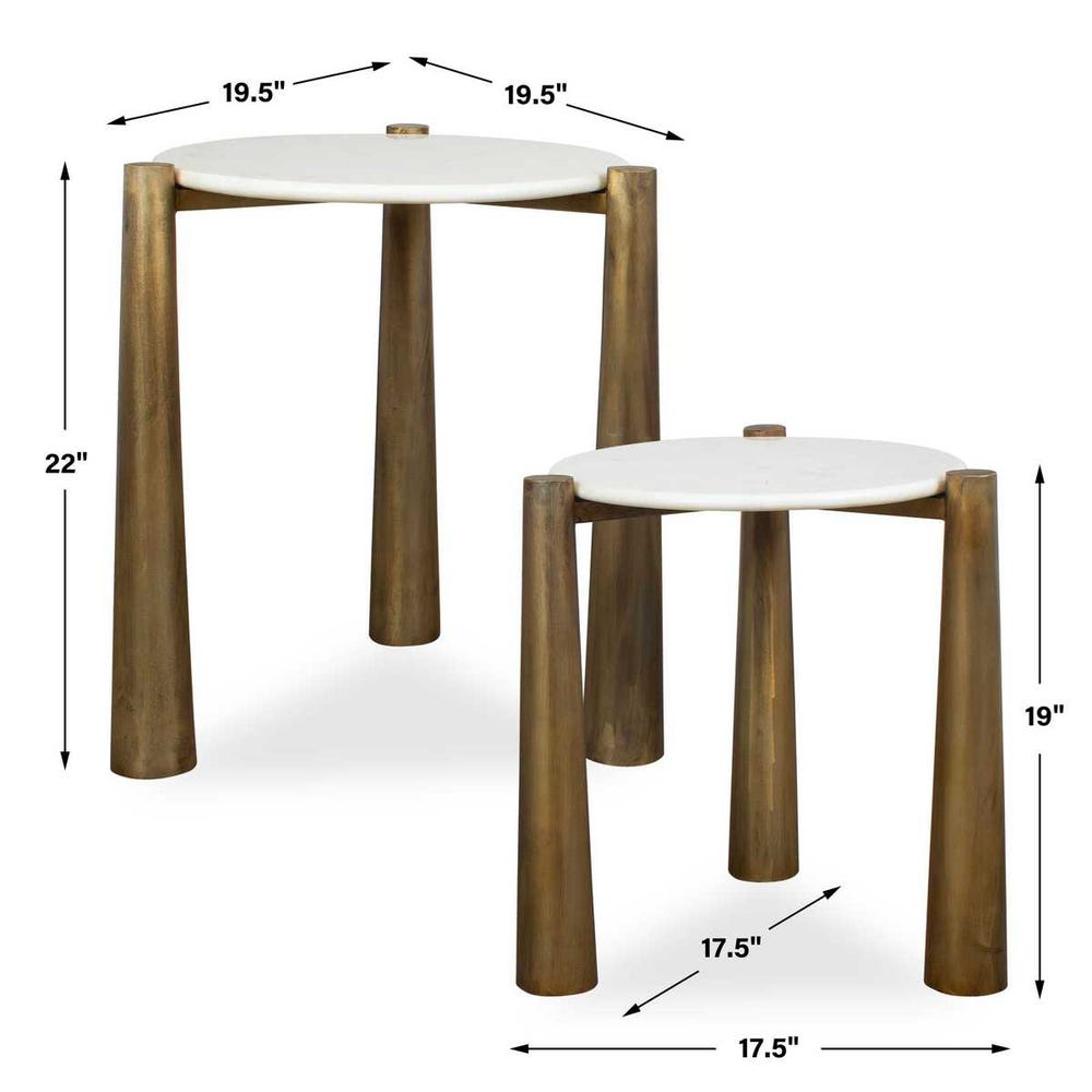 Uttermost Claridge White Marble Nesting Tables - Set of 2