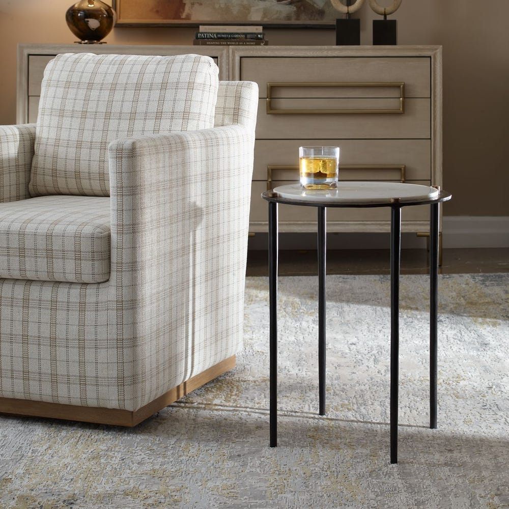 Uttermost Wren Round White Marble Accent Table