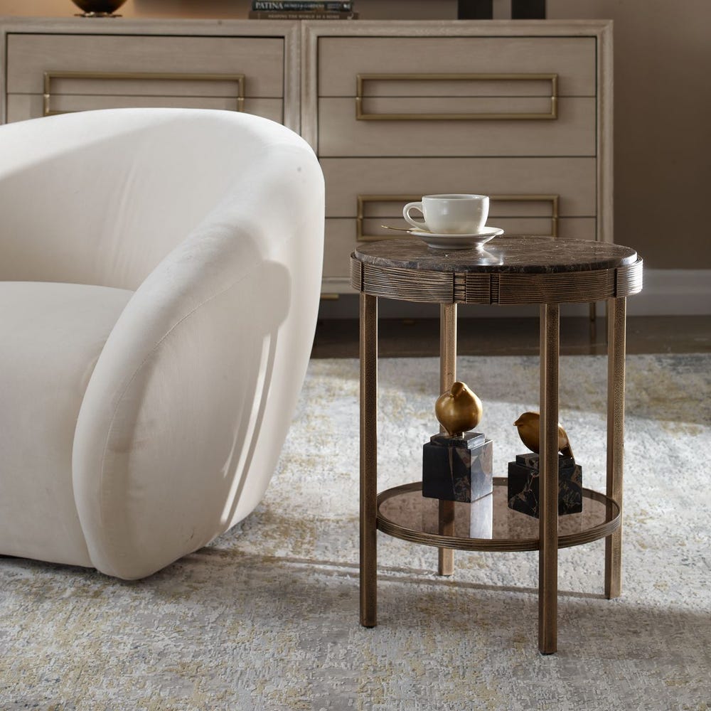 Uttermost Cusano Round Dark Marble Accent Table