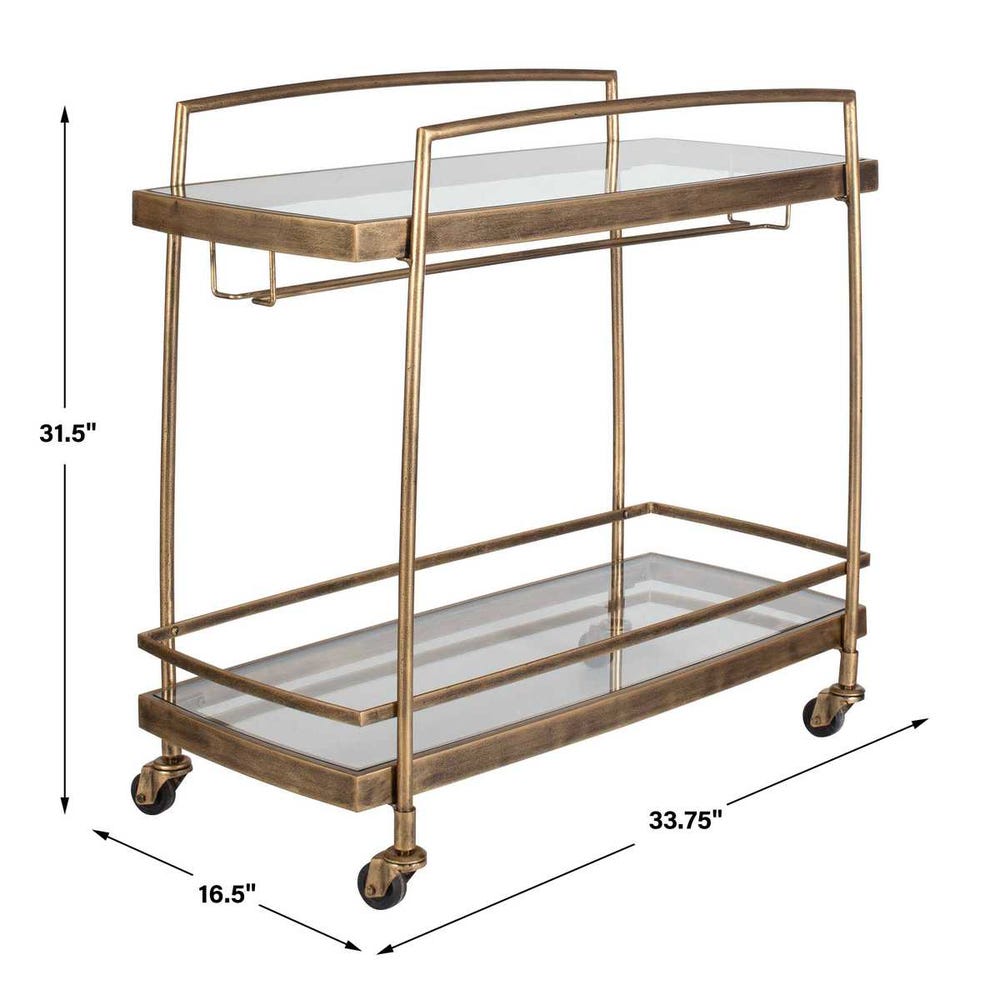 Uttermost Scarritt Antique Brass Bar Cart