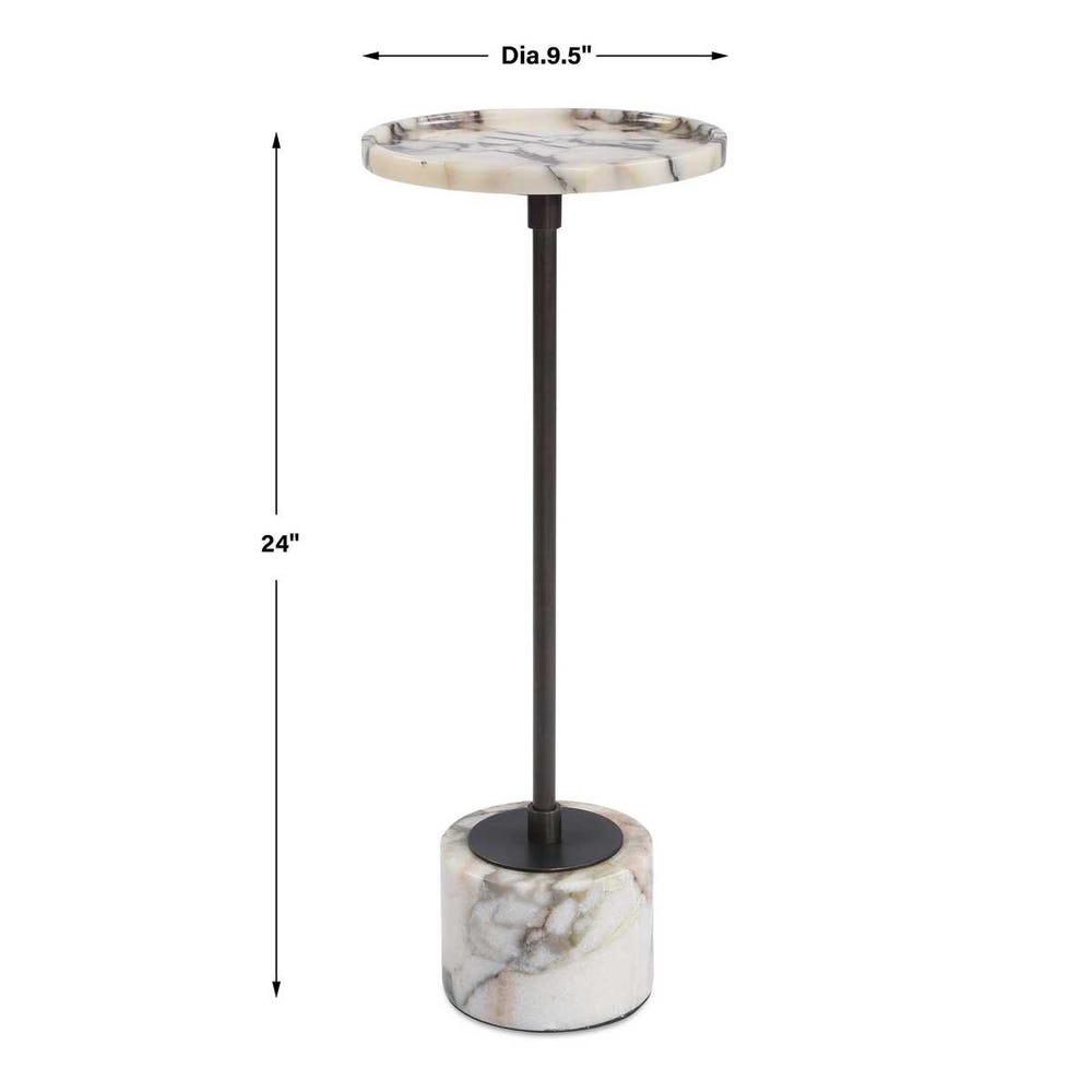 Uttermost Brunson White Marble Drink Table
