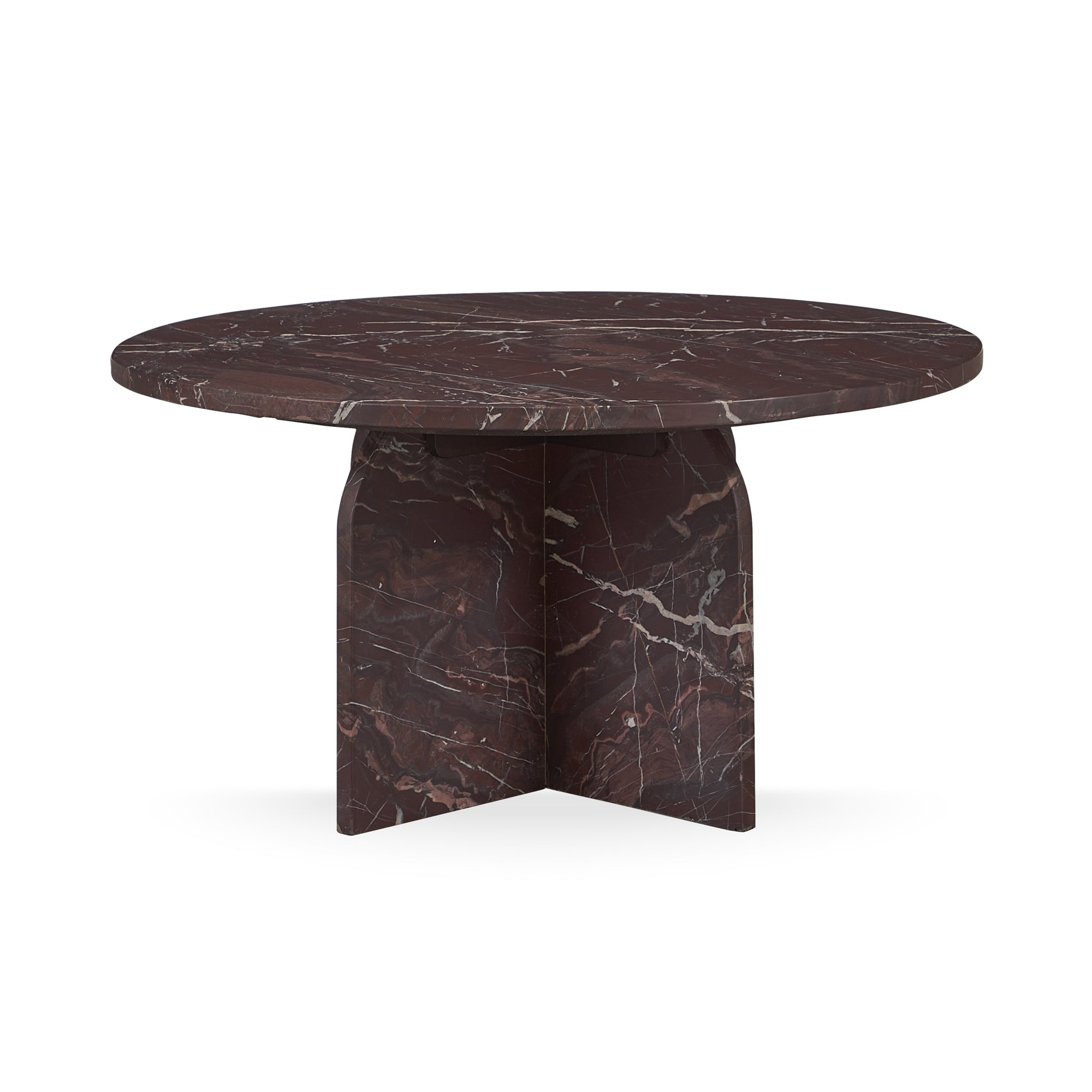Reilly Marble Round Coffee Table - Merlot
