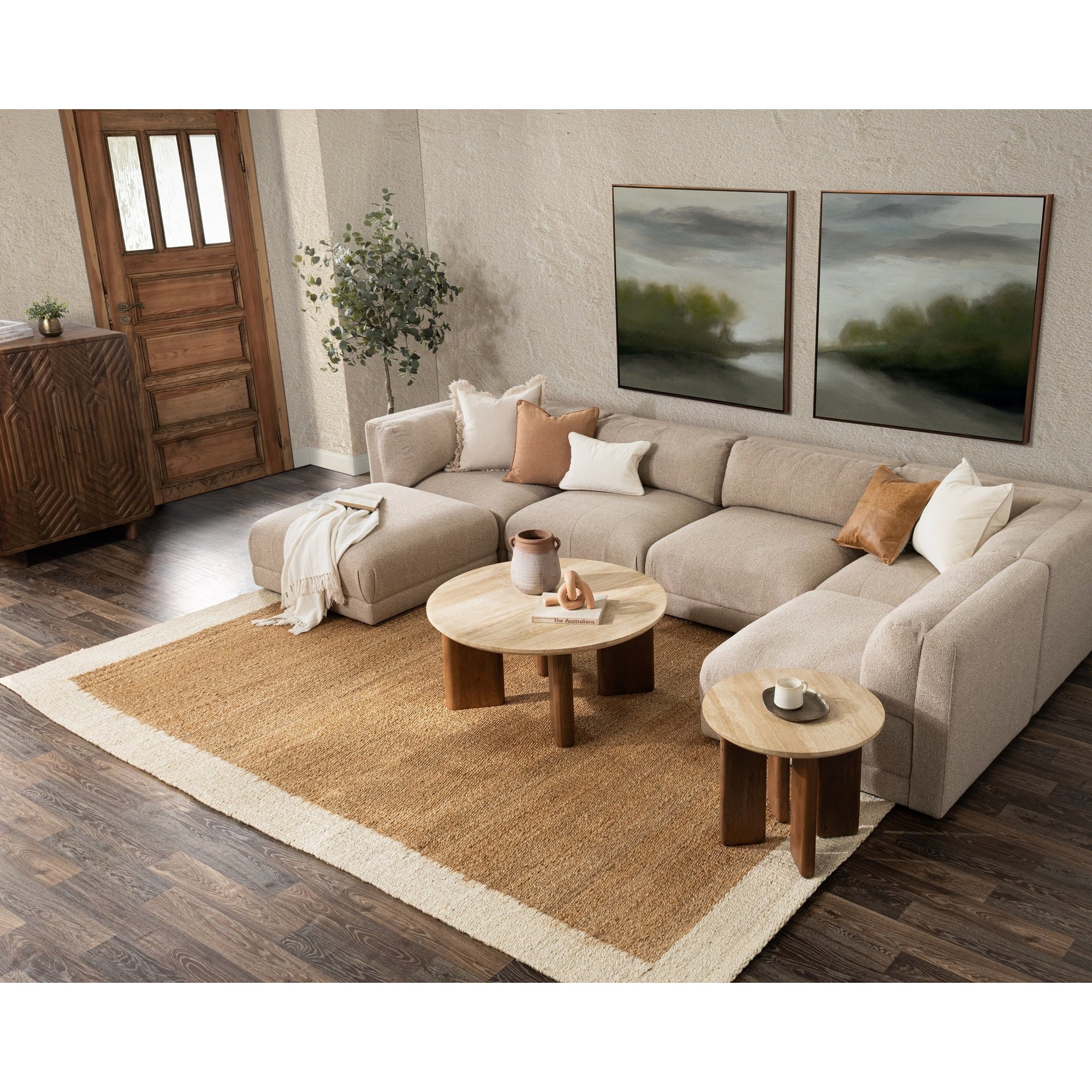Idella Travertine Round Coffee Table